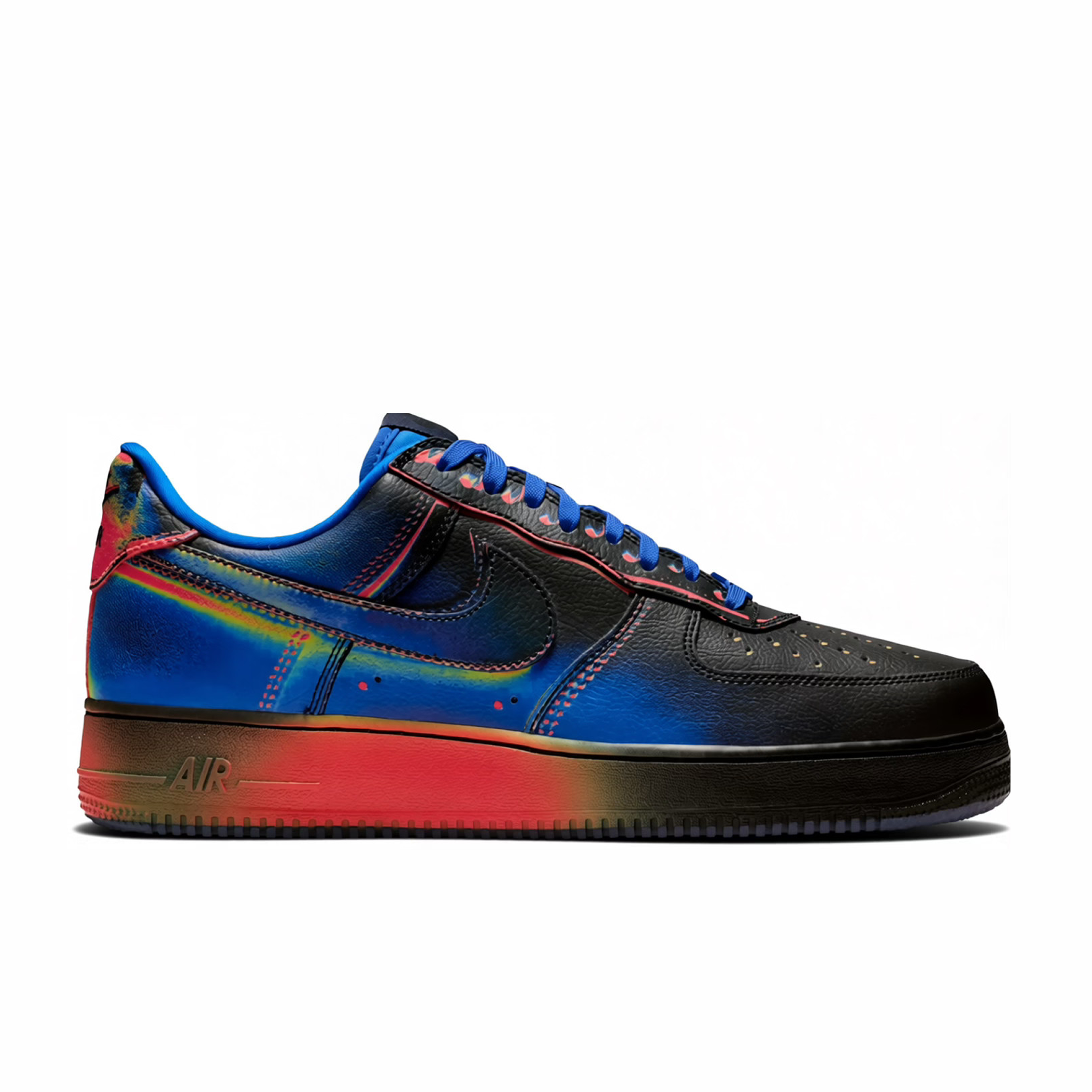 Nike Men's Air Force 1 Low Retro "Heat Map" (Black/Racer Blue-Volt Ice-Bright Crimson) - August Shop