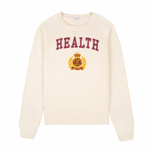 Sporty & Rich NY Health Crest Knitted Sweater (Cream/Merlot/Gold) - August Shop