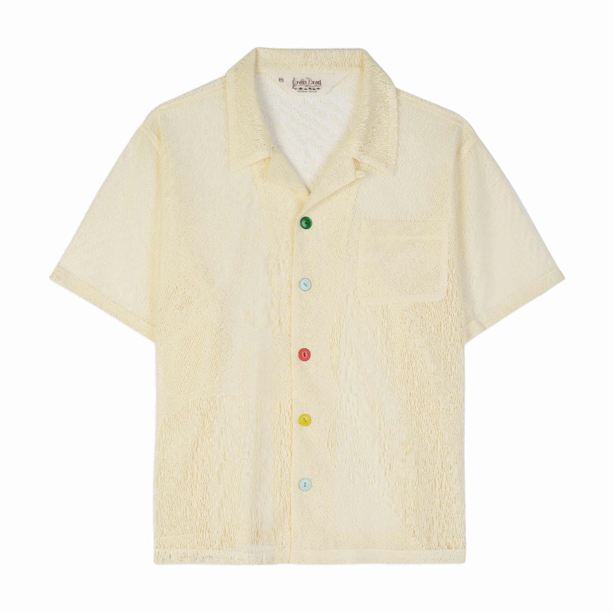 Brain Dead Engineered Mesh Short Sleeve Button Up (Natural) - August Shop