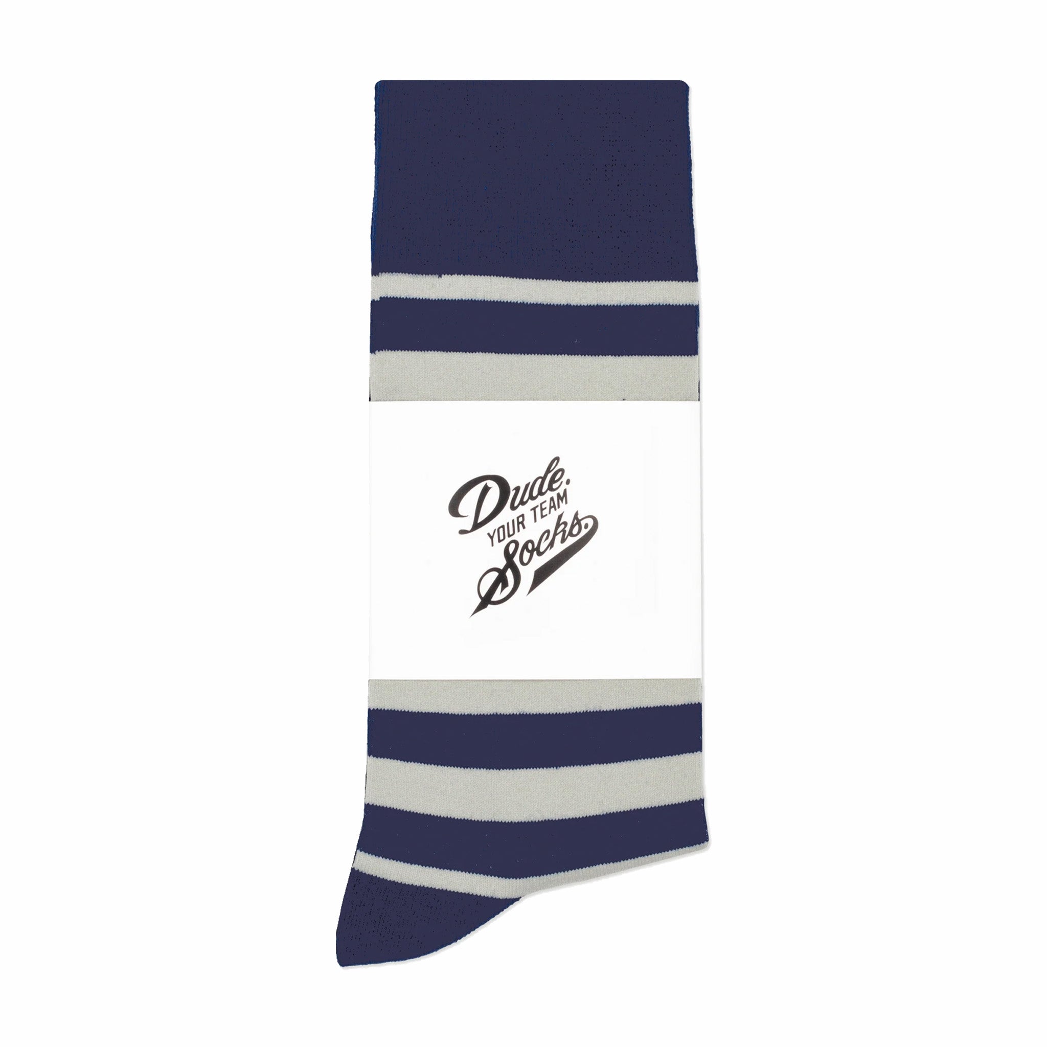 Dude. Your Team Socks. Striped Socks (Navy/Grey) - August Shop