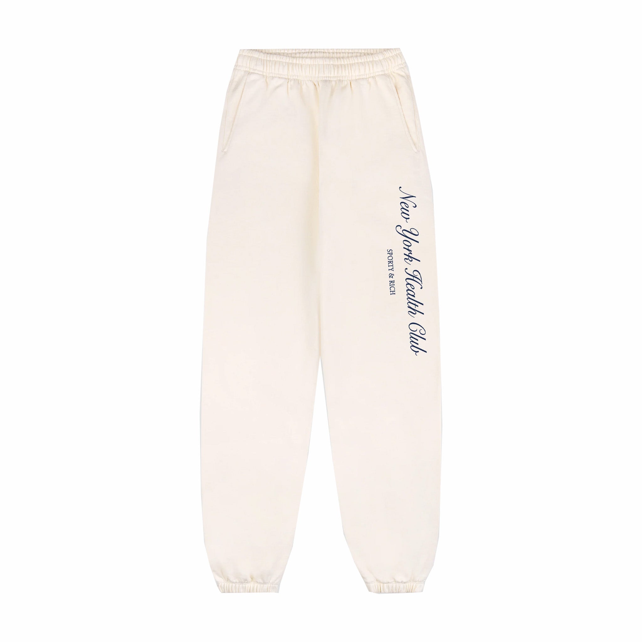 Sporty &amp; Rich NY Health Club Sweatpant (Cream/Navy) - August Shop