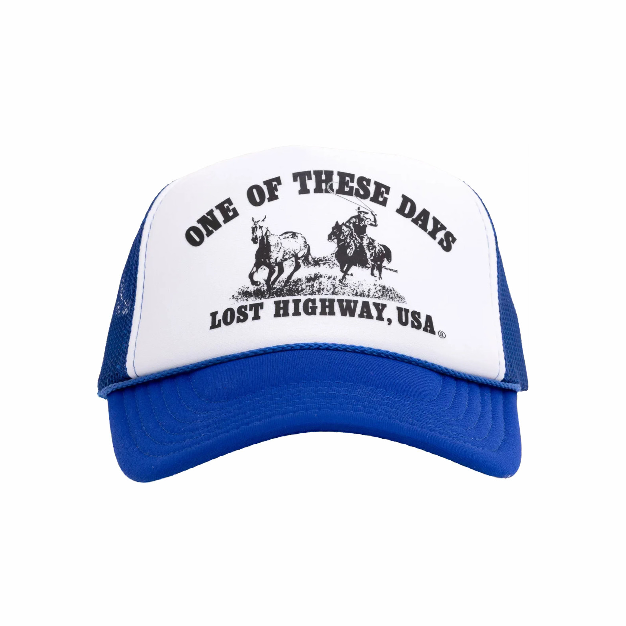 One Of These Days Lost Highway Foam Trucker Hat (Royal Blue/White) - August Shop