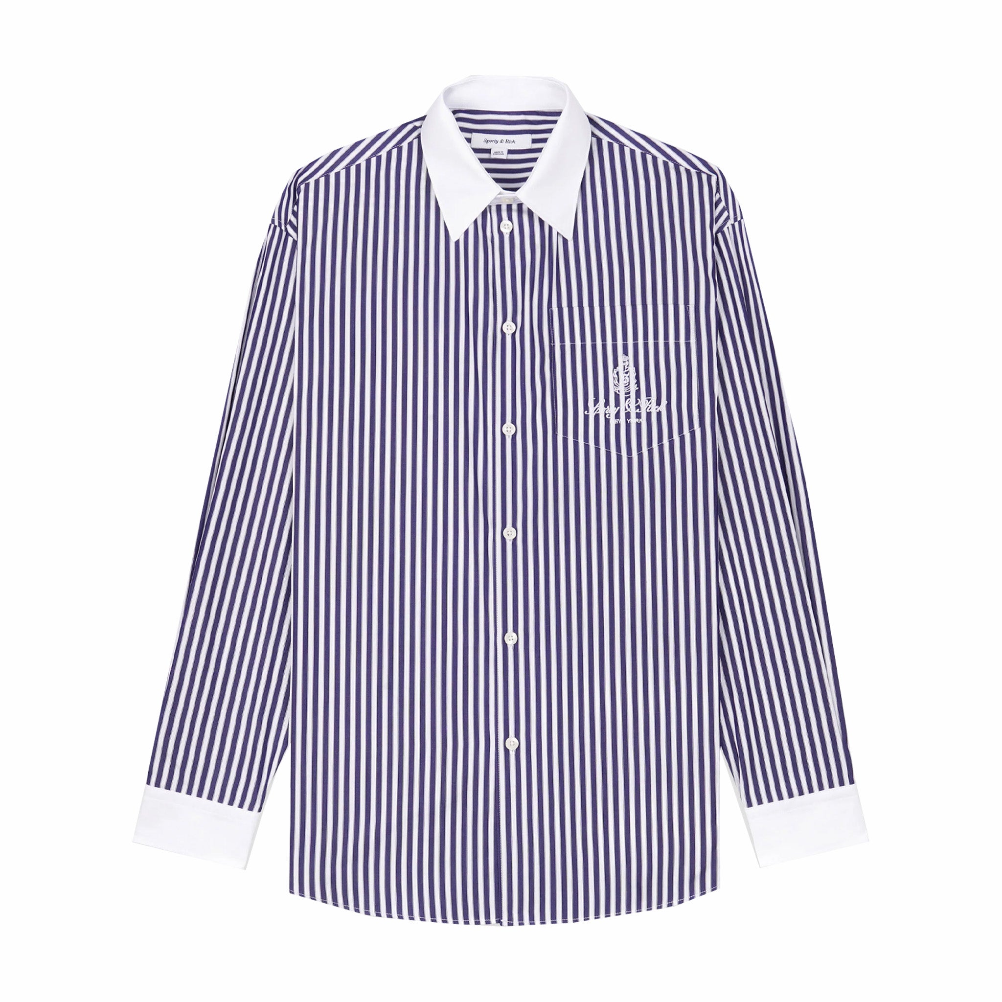 Sporty &amp; Rich Vendome Oversized Shirt (Navy Stripe/White) - August Shop