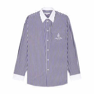 Sporty & Rich Vendome Oversized Shirt (Navy Stripe/White) - August Shop