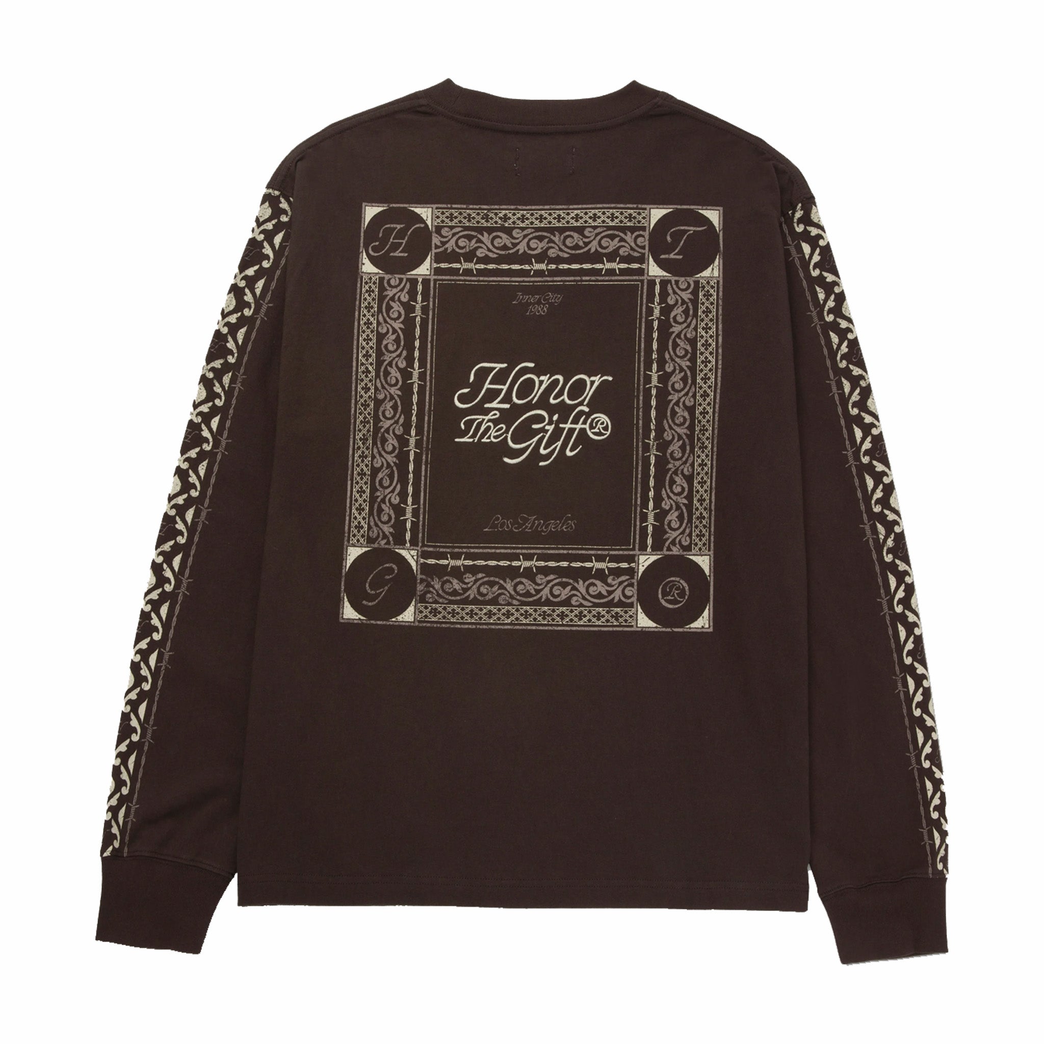 Honor The Gift Pattern L/S Tee (Black) - August Shop