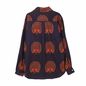 Needles Italian Collar Shirt - Printed Cotton Lawn (Peacock) - August Shop