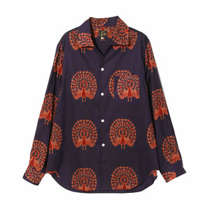 Needles Italian Collar Shirt - Printed Cotton Lawn (Peacock) - August Shop