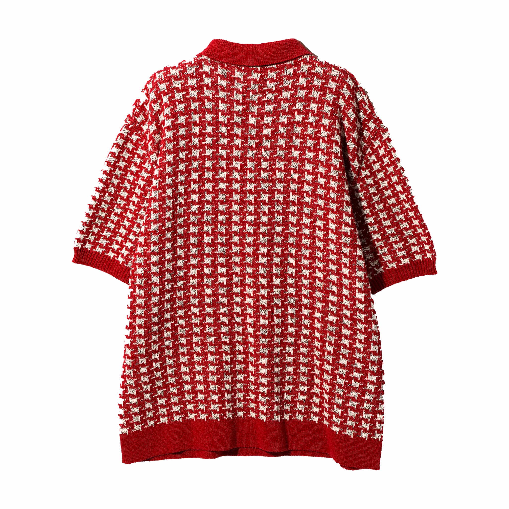 Needles Polo Sweater - Houndstooth (Red) - August Shop