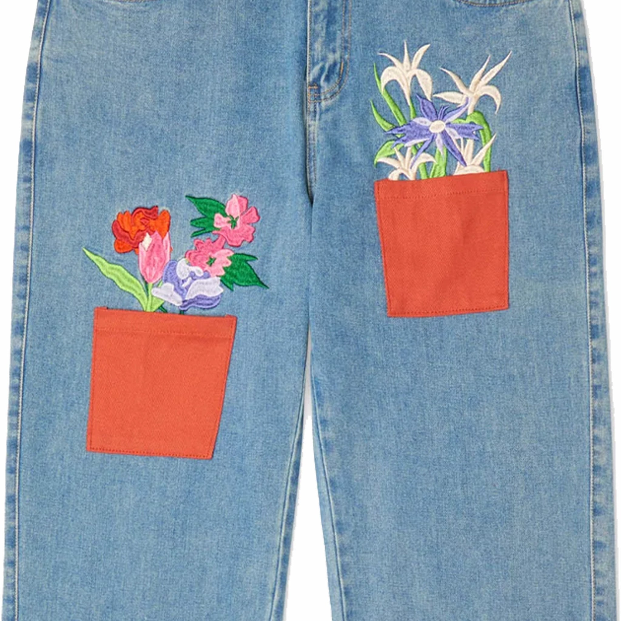 KidSuper Studios All Over Flower Pots Denim Jeans (Blue) - August Shop