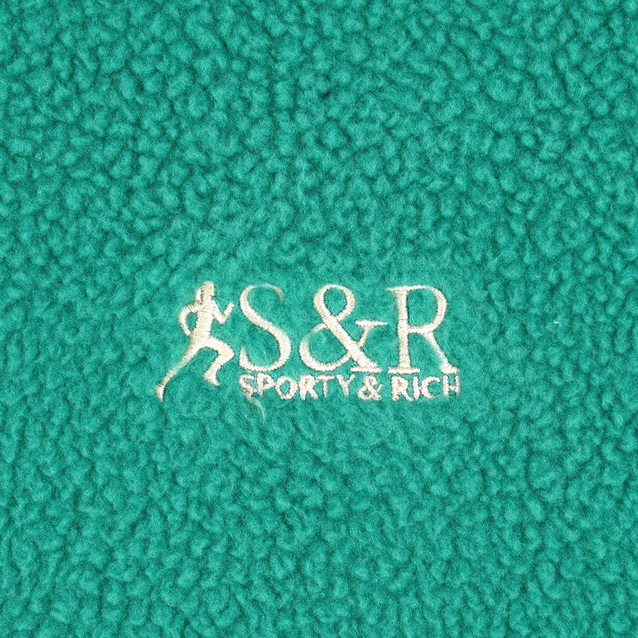 Sporty &amp; Rich SR Runner Sherpa Quarter Zip (Spring Green/Cream) - August Shop