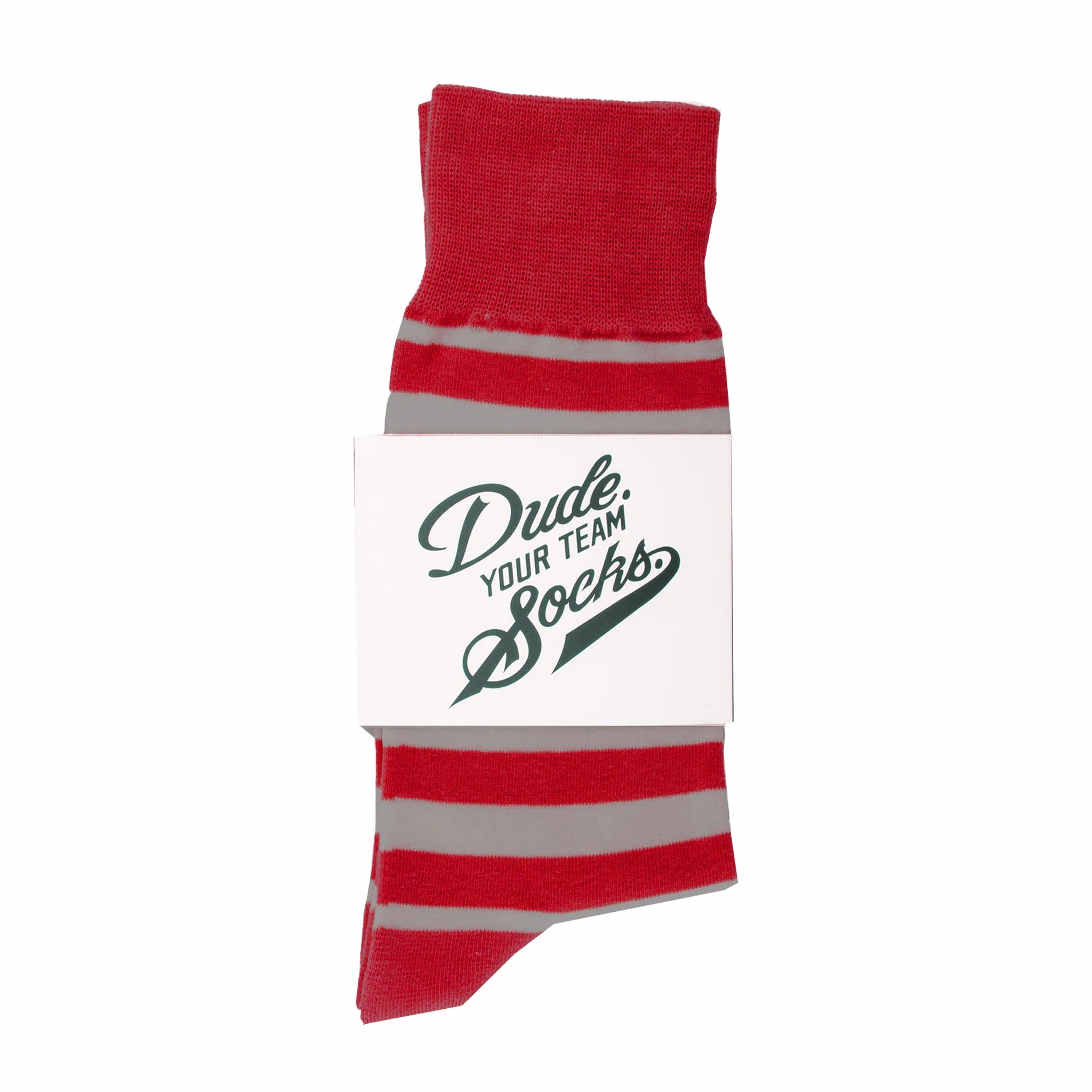 Dude. Your Team Socks. Striped Socks (Red/Grey) - August Shop