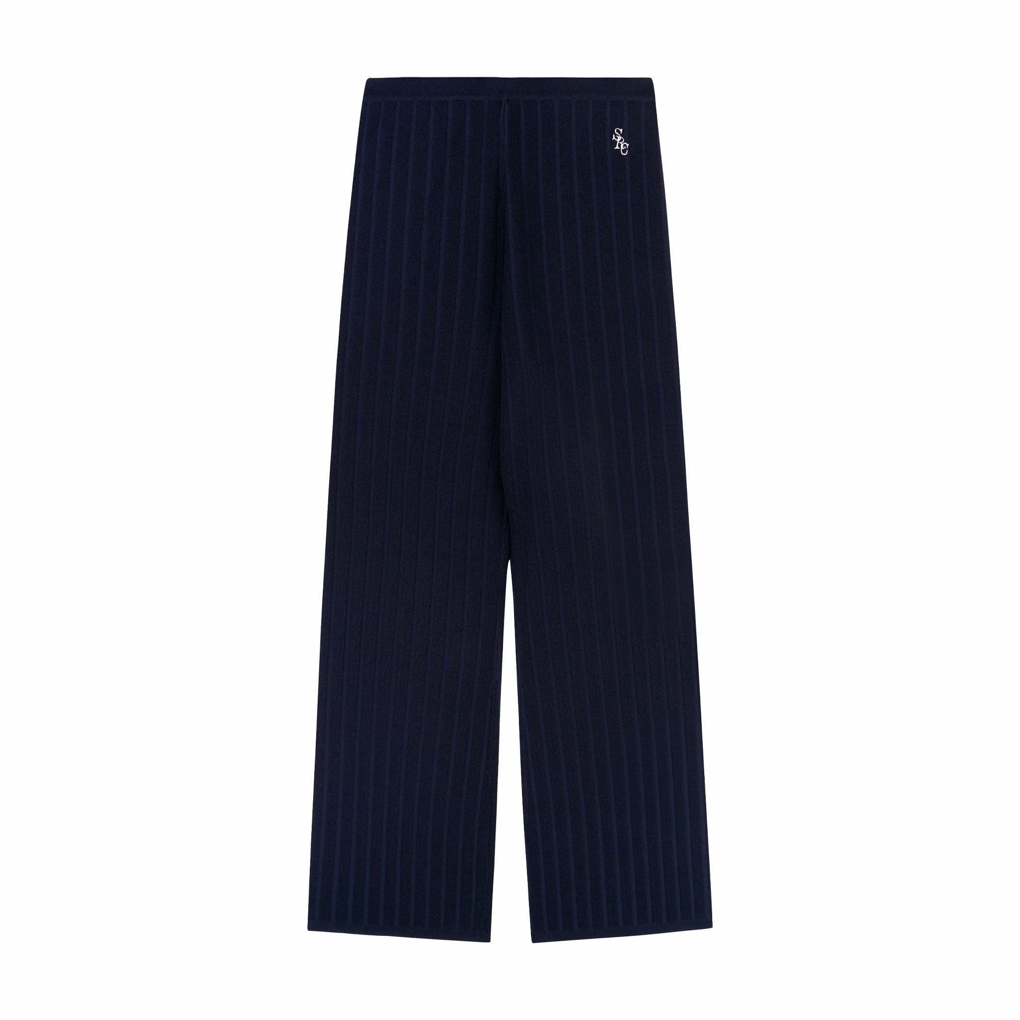 Sporty &amp; Rich Women's SRC Ribbed Trousers (Navy/White) - August Shop