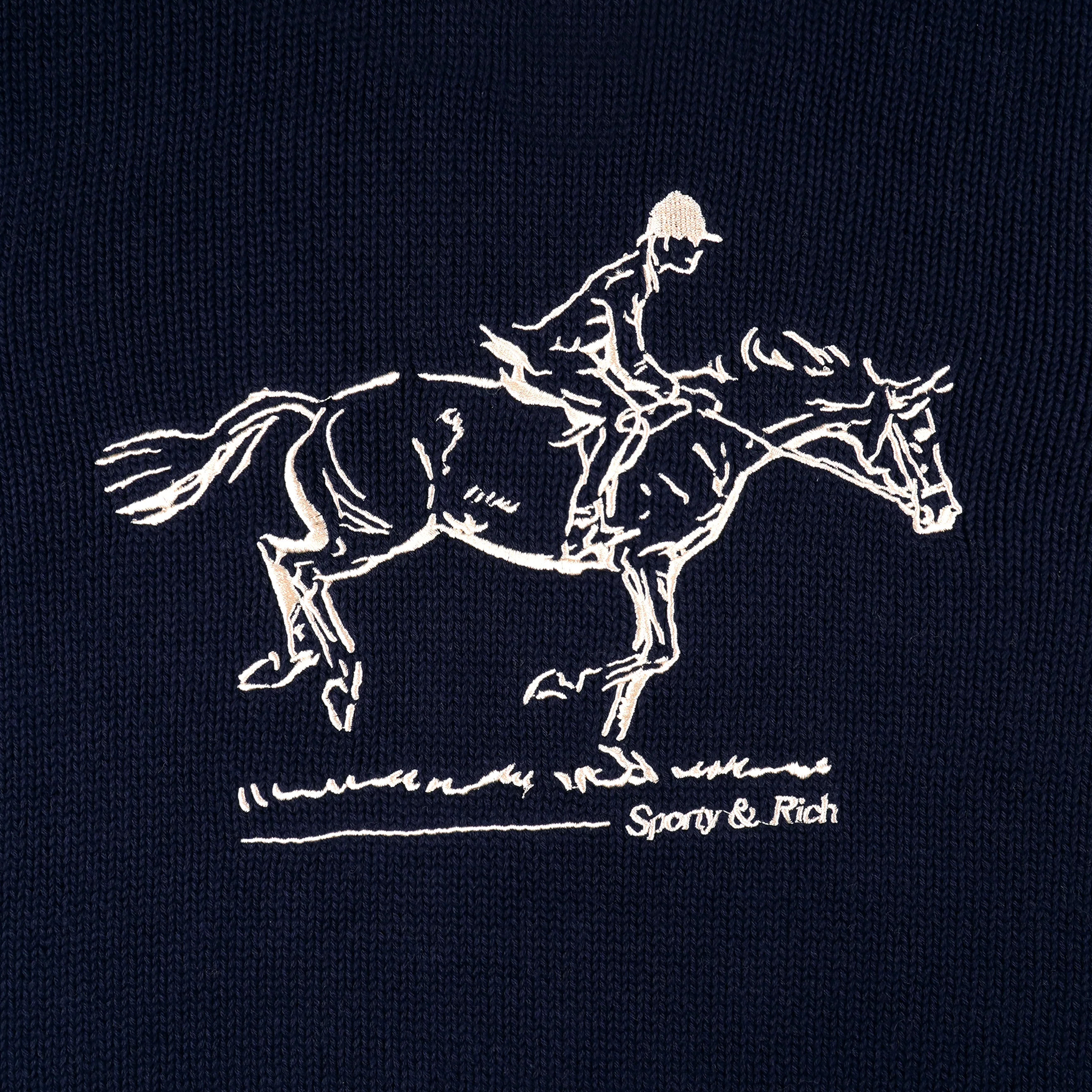Sporty &amp; Rich Women's Horse Knitted Sweater (Navy) - August Shop