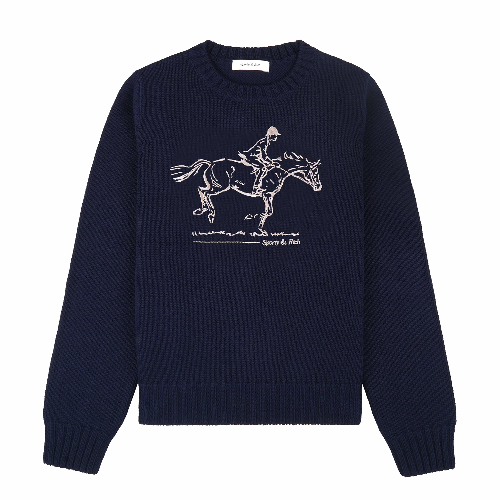 Sporty &amp; Rich Women's Horse Knitted Sweater (Navy) - August Shop