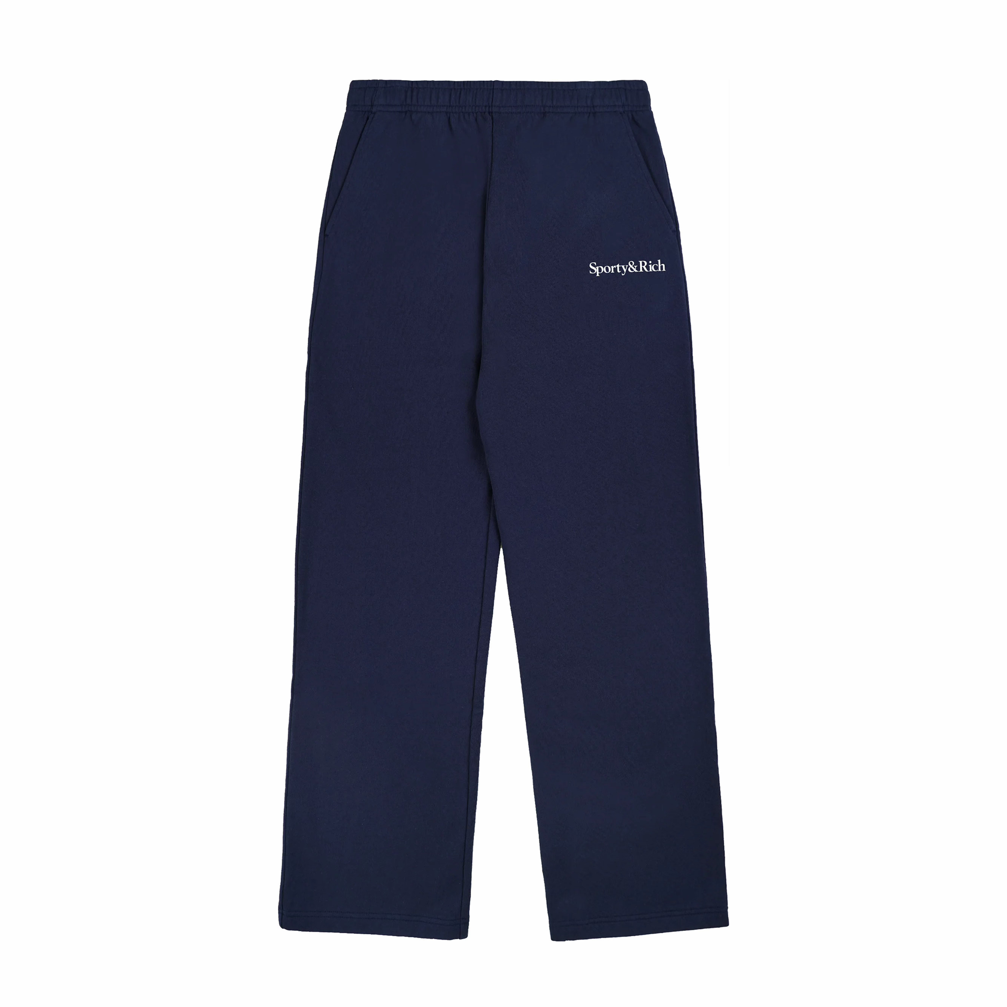 Sporty &amp; Rich Men's Serif Logo Wide Sweatpant (Navy/White) - August Shop