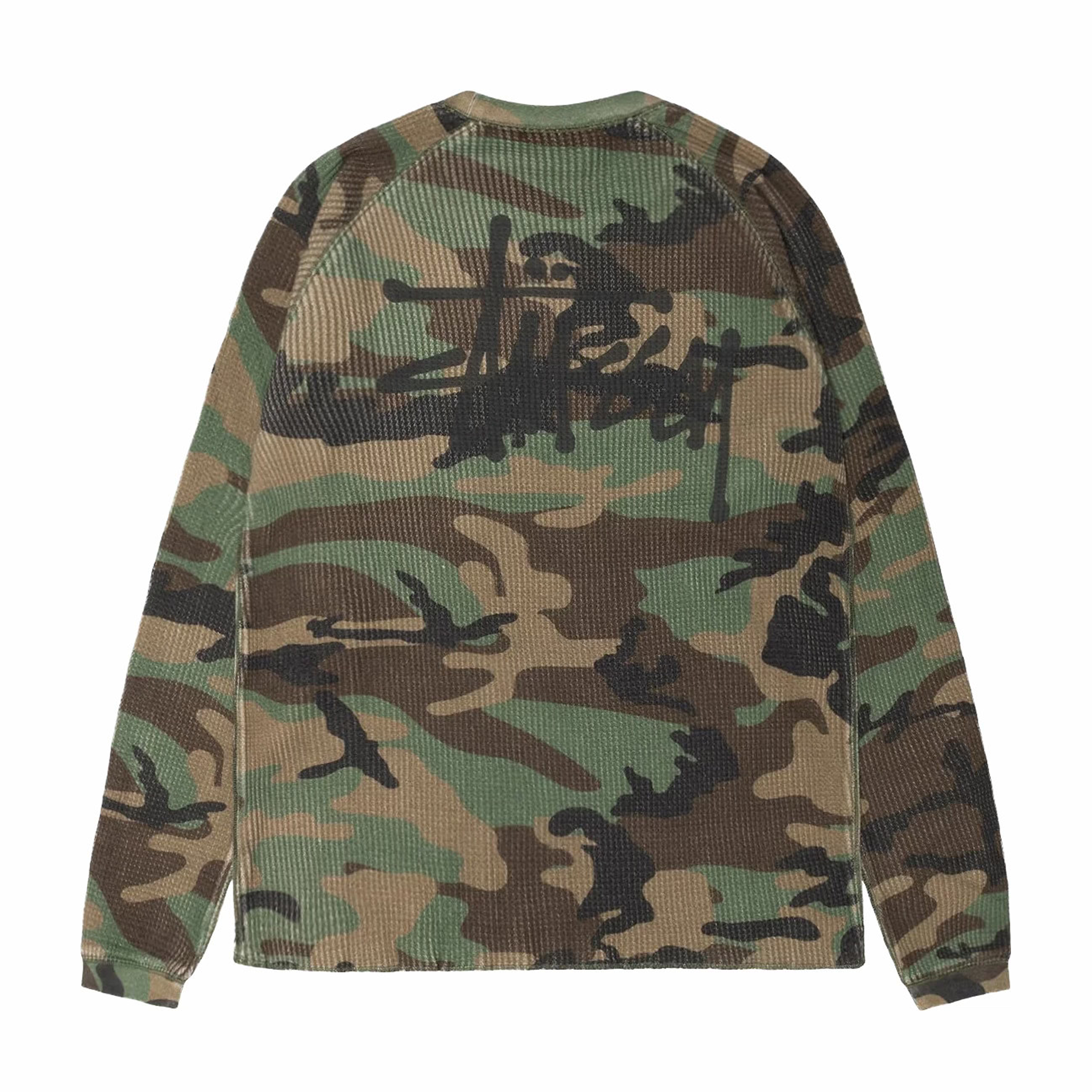 Stüssy Basic Stock Raglan Thermal (Woodland Camo) - August Shop