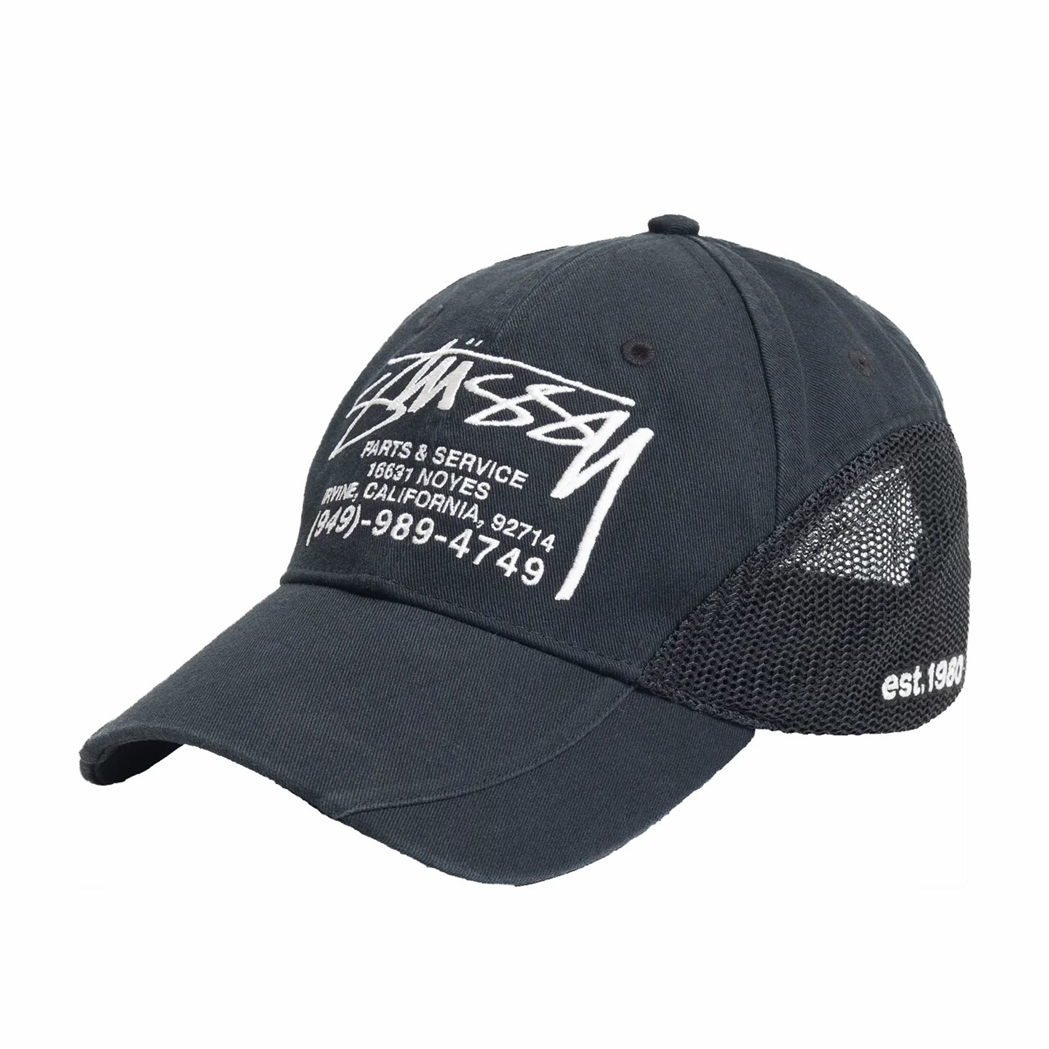Stüssy LP Service Mesh Strapback Cap (Black) - August Shop