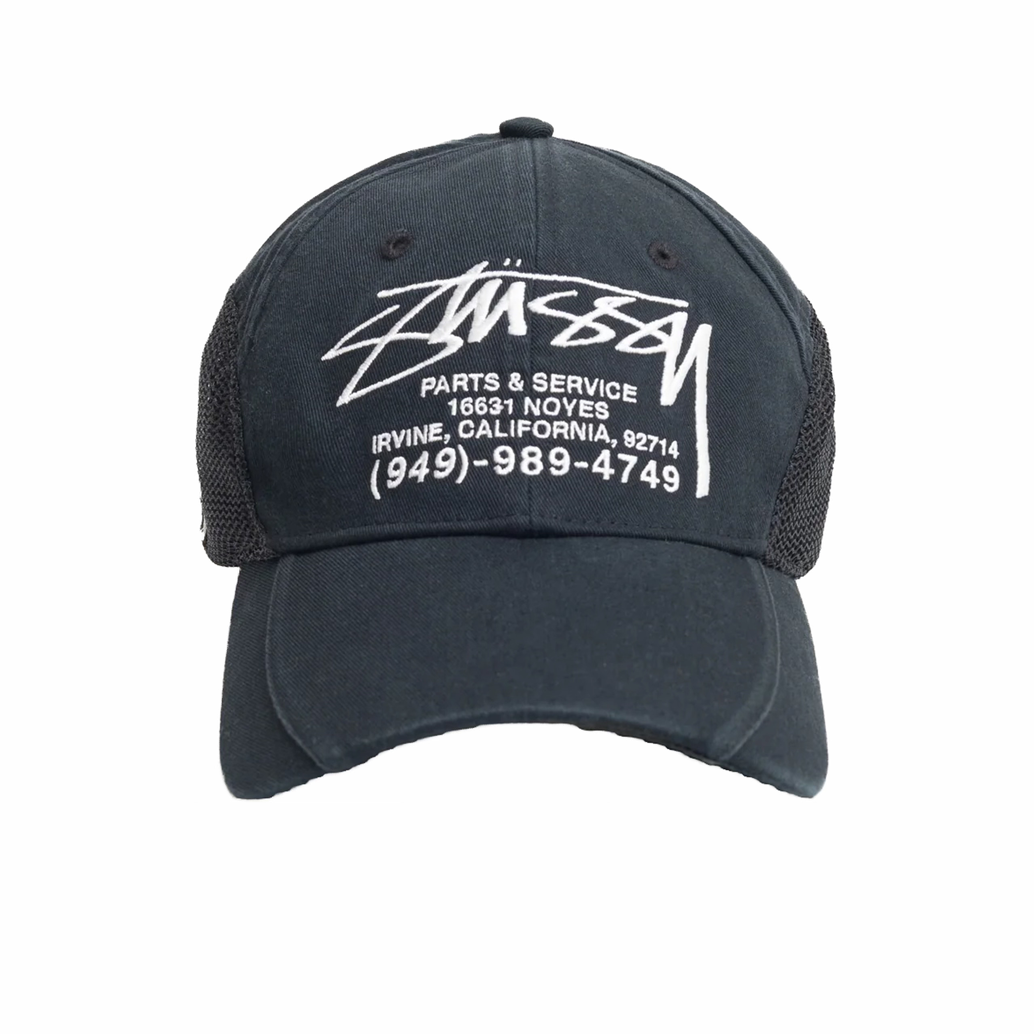 Stüssy LP Service Mesh Strapback Cap (Black) - August Shop