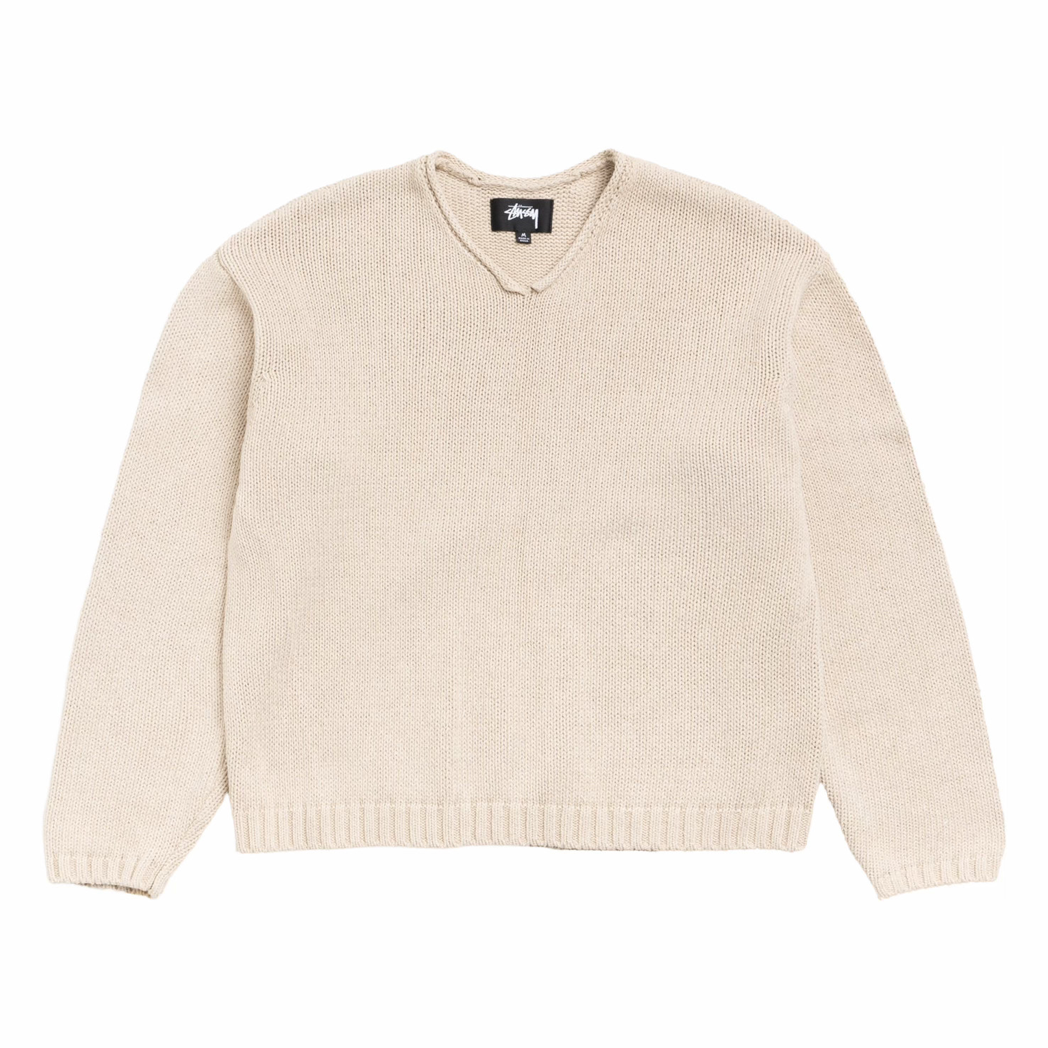 Stüssy Roll V Neck Sweater (Oatmeal) - August Shop