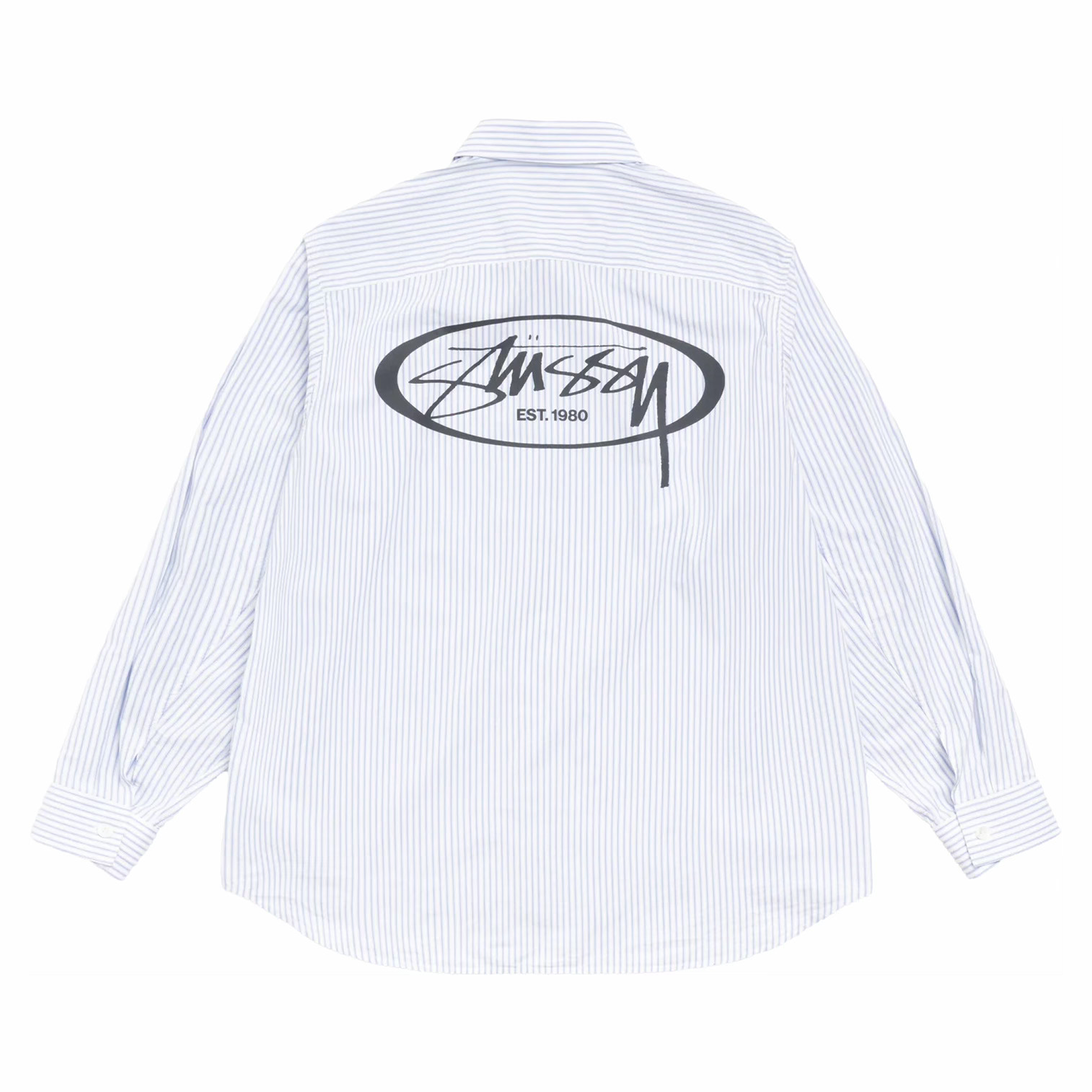 Stüssy Standard Longsleeve Shirt Logo (Blue Stripe) - August Shop