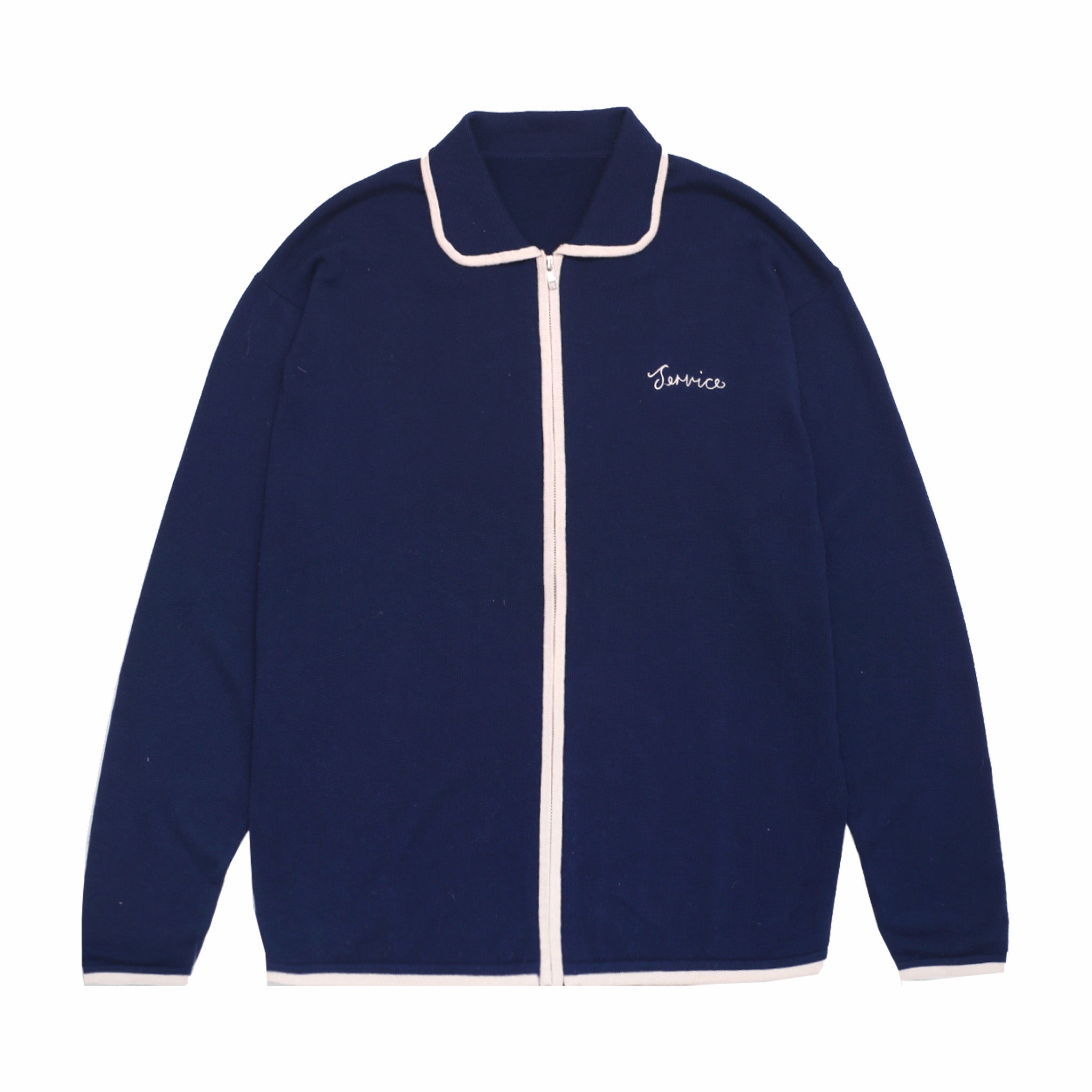 Service Works L/S Knitted Script Shirt (Navy) - August Shop