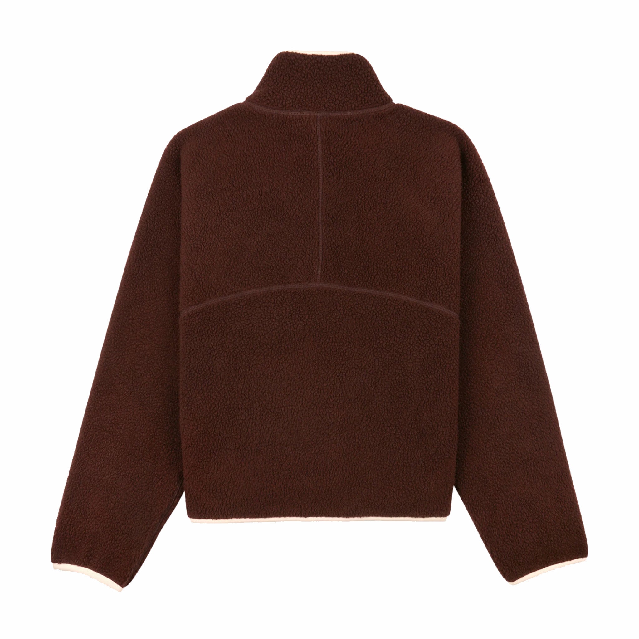 Sporty &amp; Rich Serif Logo Sherpa Quarter Zip (Chocolate/Cream) - August Shop