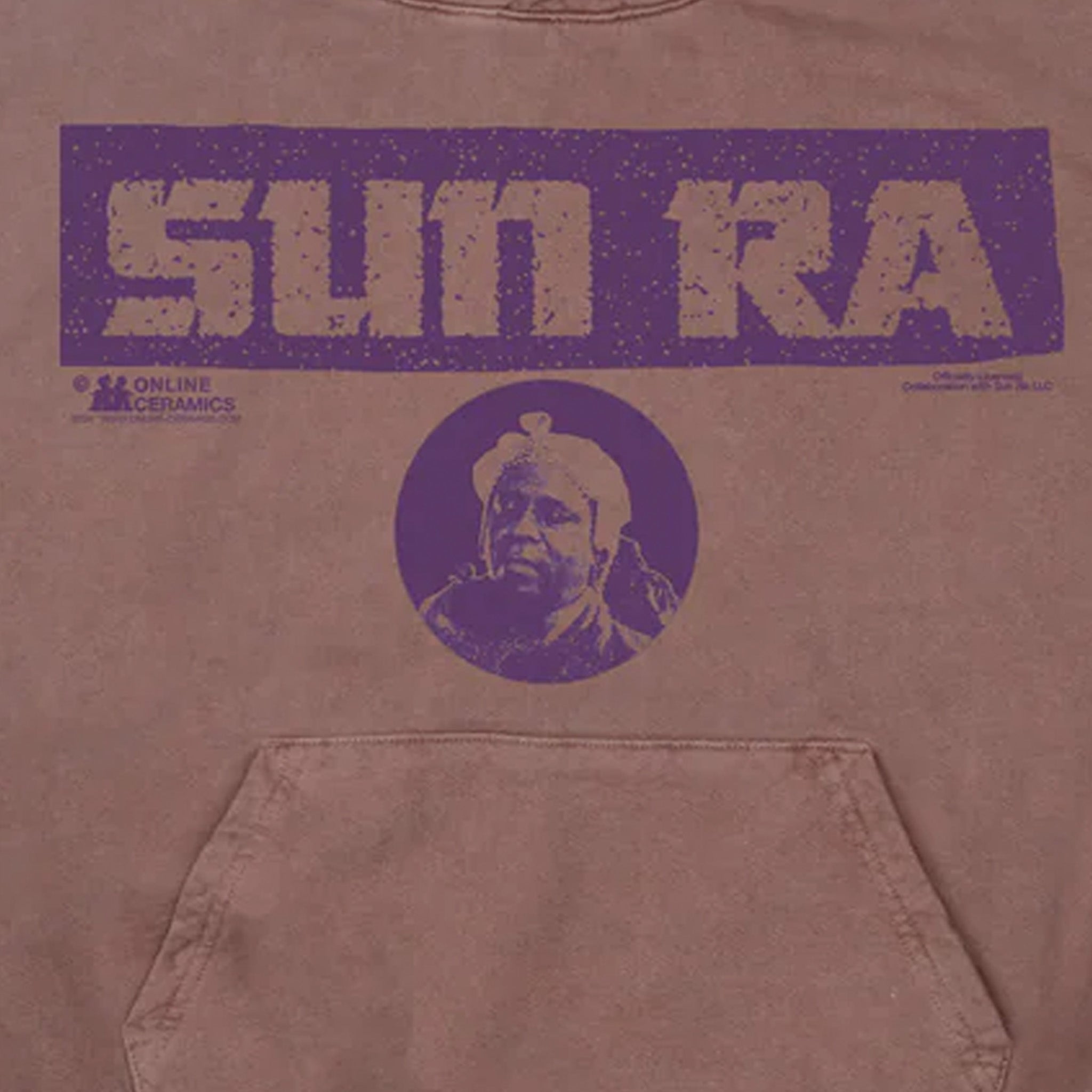 Online Ceramics x Sun Ra &quot;Sun Ra Logo&quot; 14oz Fleece Hoodie (Patchouli) - August Shop