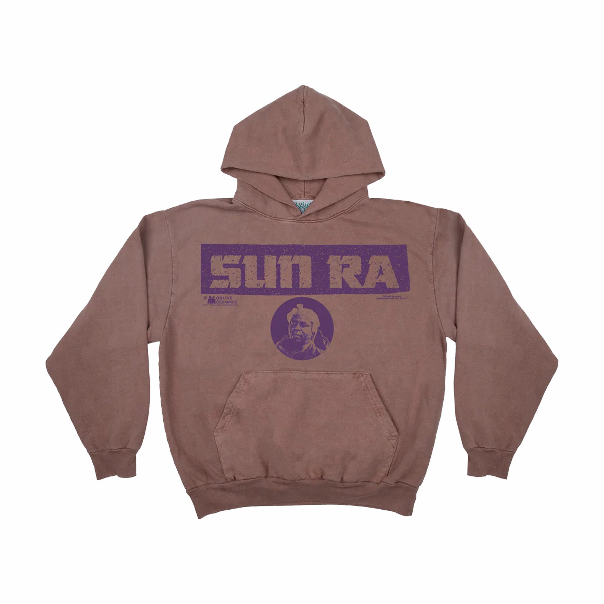 Online Ceramics x Sun Ra &quot;Sun Ra Logo&quot; 14oz Fleece Hoodie (Patchouli) - August Shop