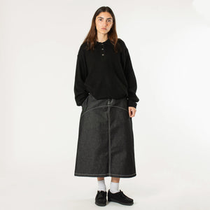 Estudio Niksen Raw Denim In-stitch Skirt (Black) - August Shop