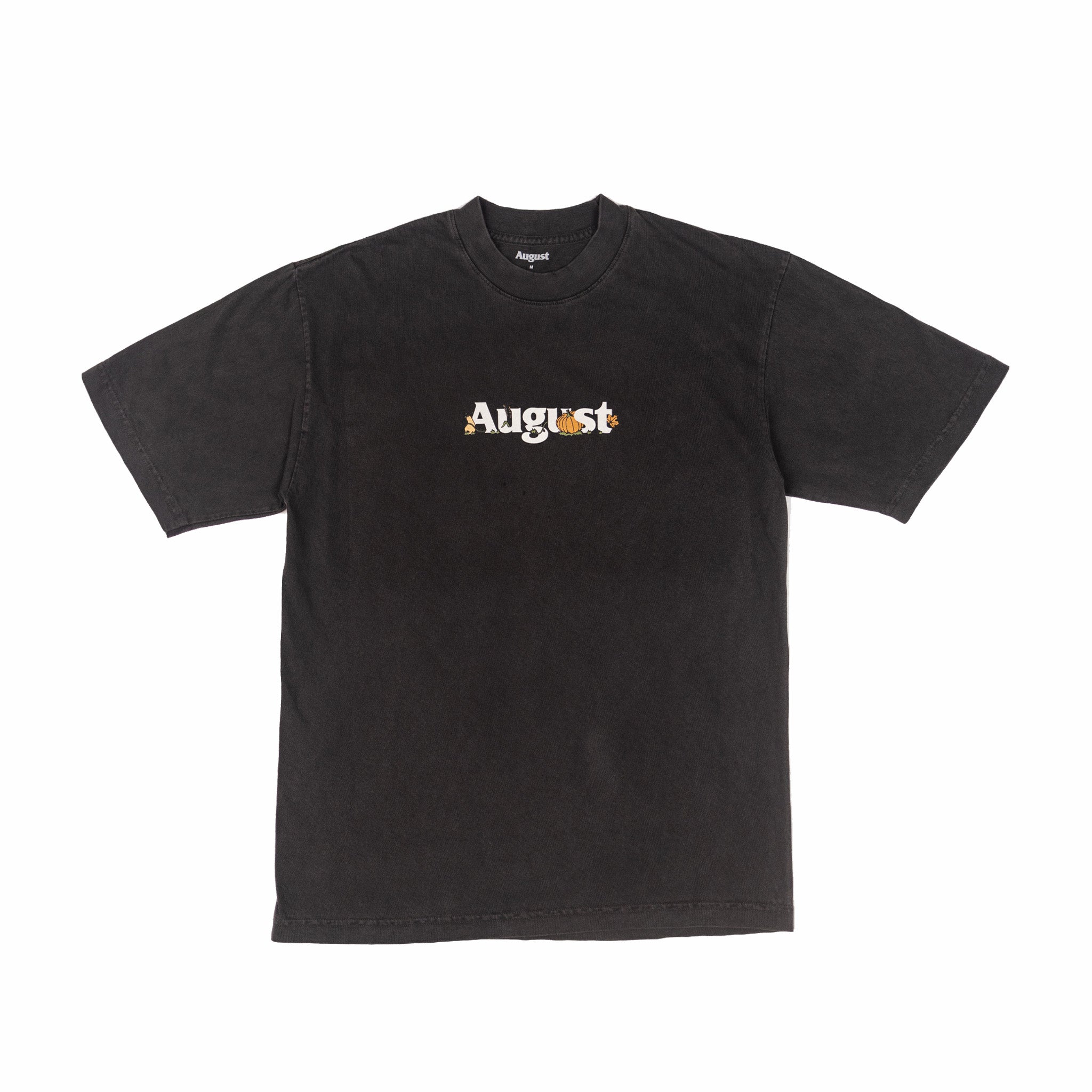 August &quot;Fall Gourds&quot; 6.5oz Garment Dyed T-Shirt (Vintage Black) - August Shop