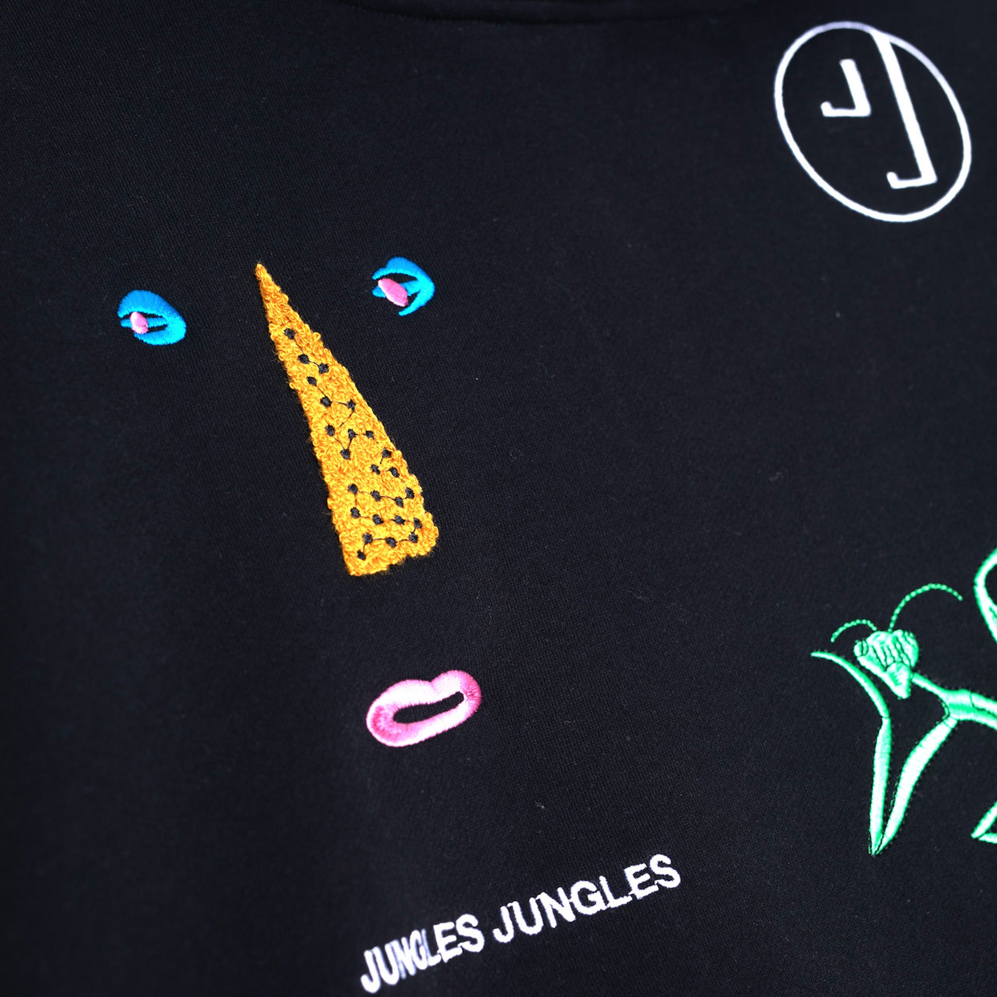 Jungles Symbols Chenille Hoodie (Black) - August Shop