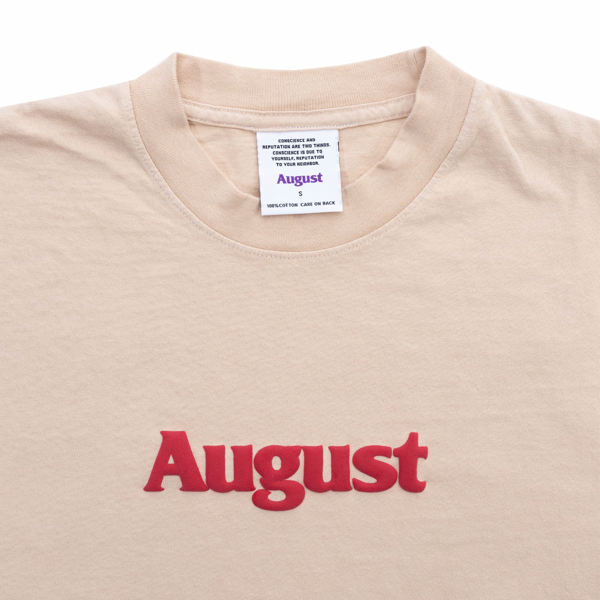 August Logo T-Shirt (Beige/Wine) - August Shop