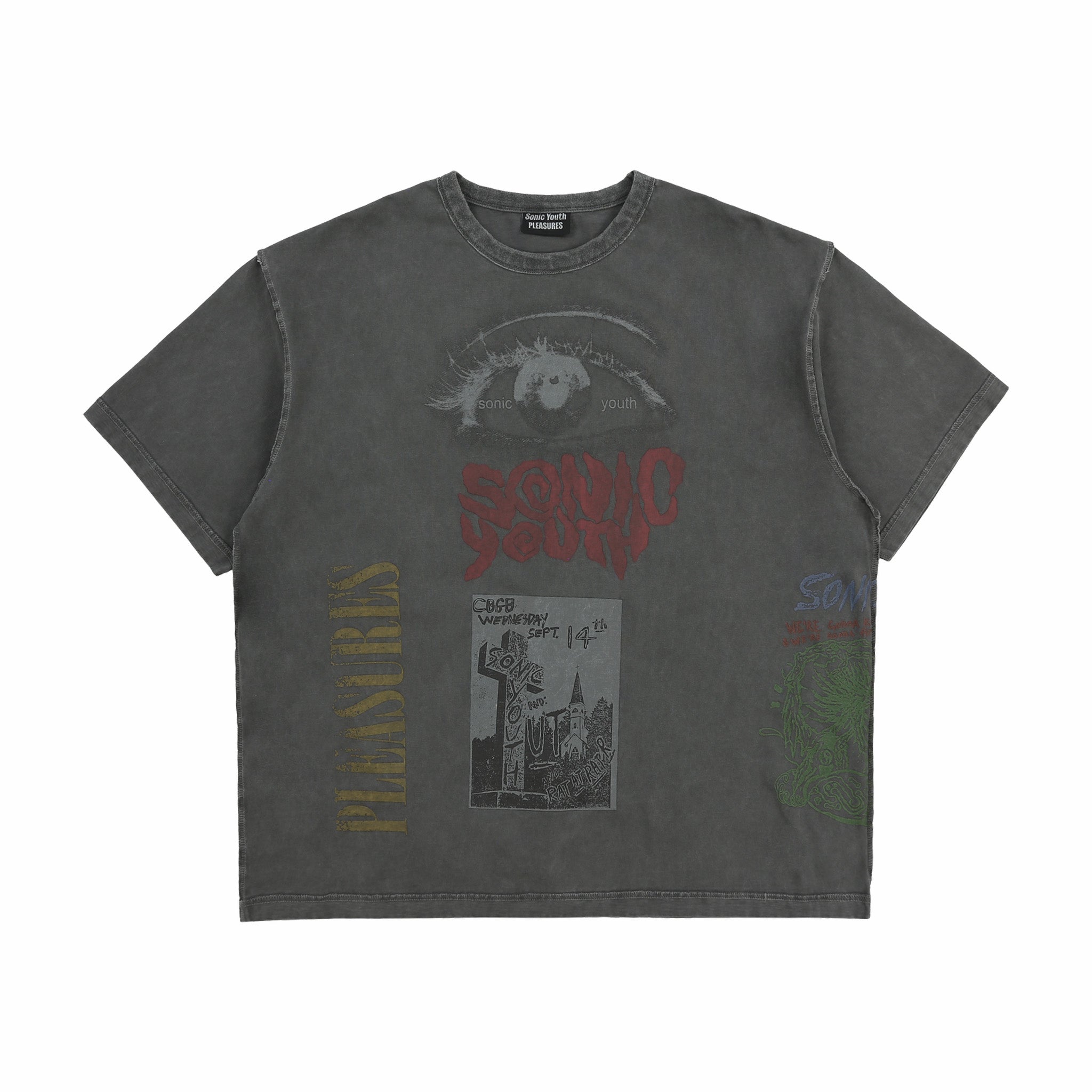 Pleasures x Sonic Youth Test Print T-Shirt (Grey) - August Shop