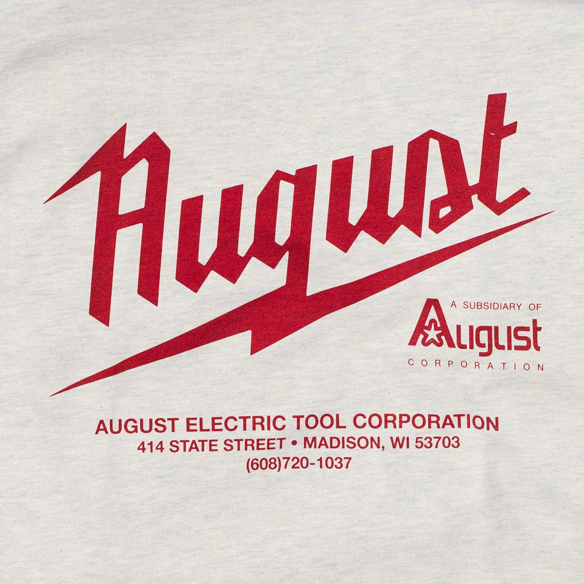 August &quot;Electric Tools&quot; 12oz Wide Crewneck (Scour) - August Shop