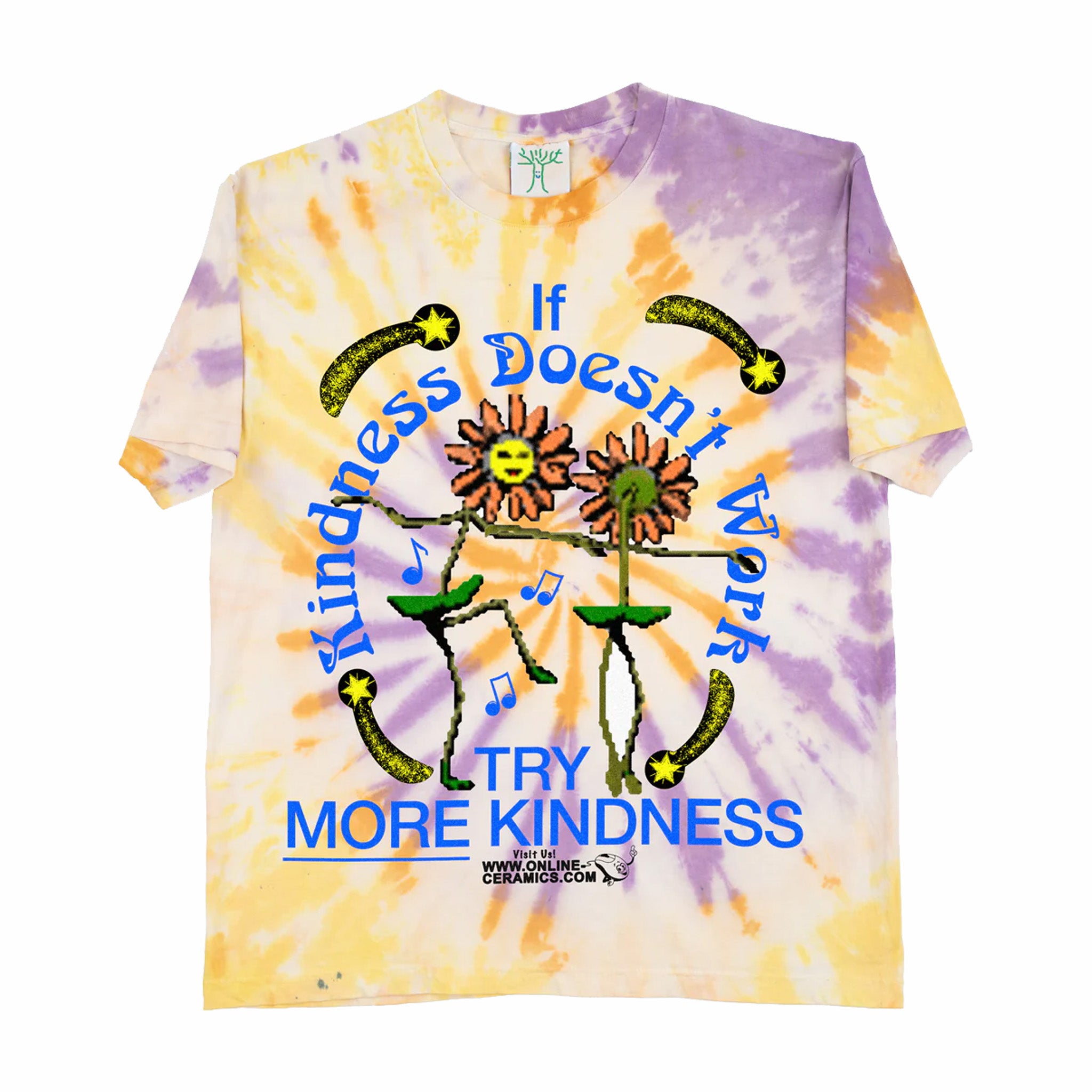 Online Ceramics “Try More Kindness” SS Tee (Hand Dyed Tie-Dye) - August Shop