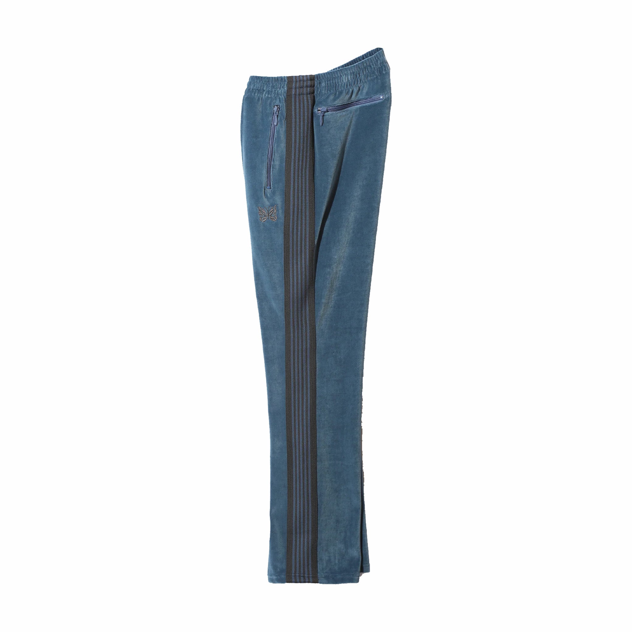 Needles Narrow Track Pant - C/PE Velour (Smoke Blue) - August Shop