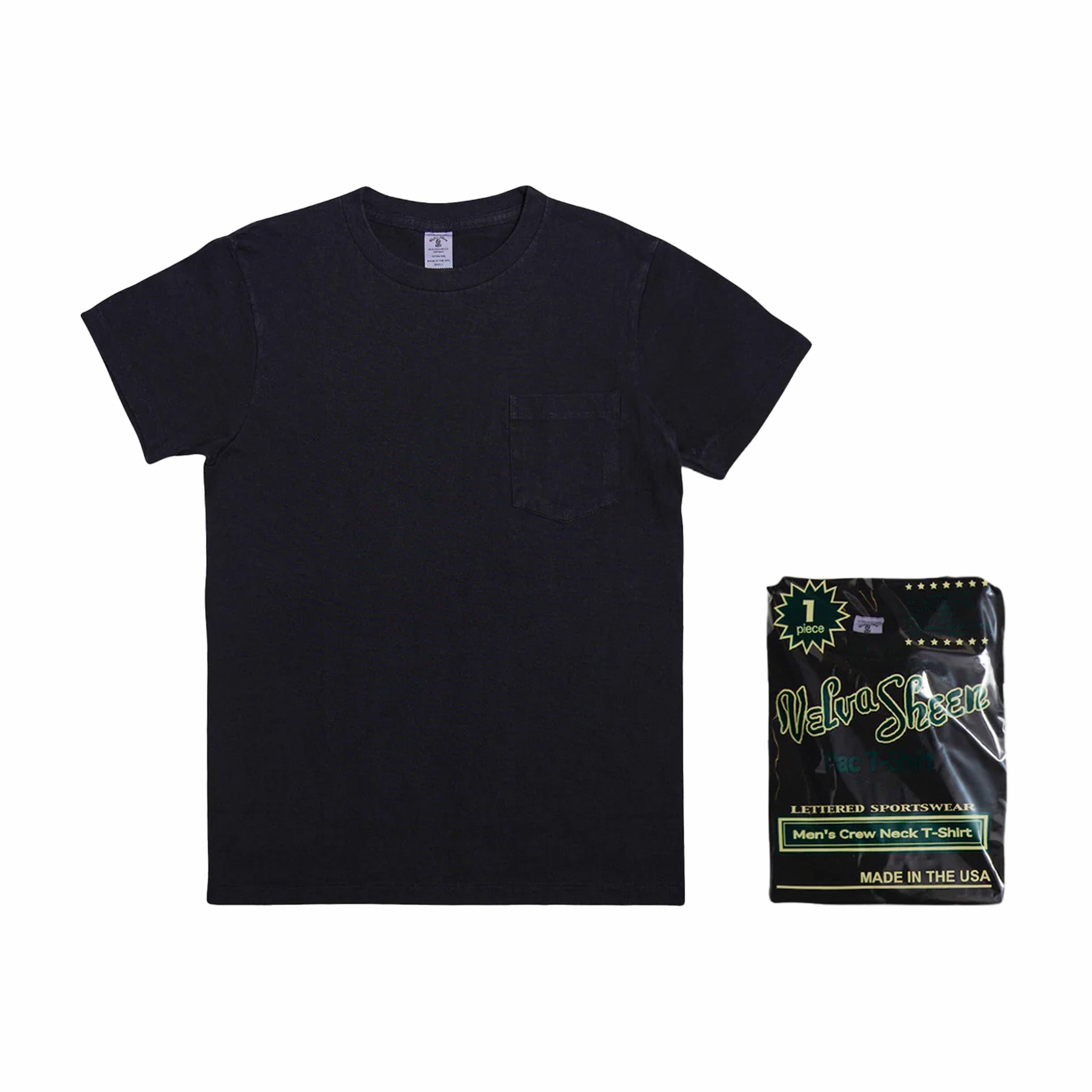 Velva Sheen Short Sleeve Cotton Pocket Tee - 1 Pac (Black Indigo Dyed) - August Shop