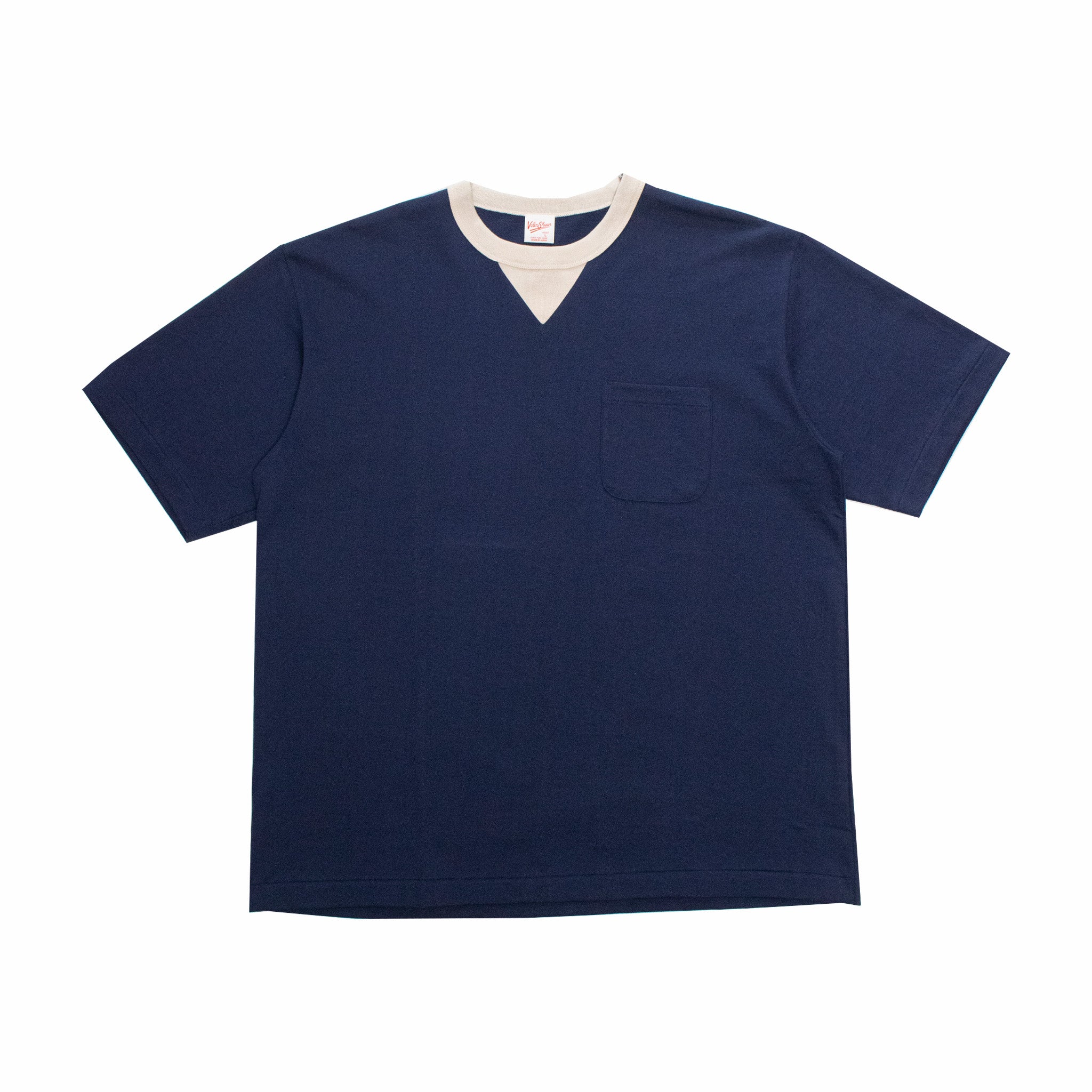 Velva Sheen 2-Tone Short Sleeve C/N Pocket Tee (Navy/Off White) - August Shop