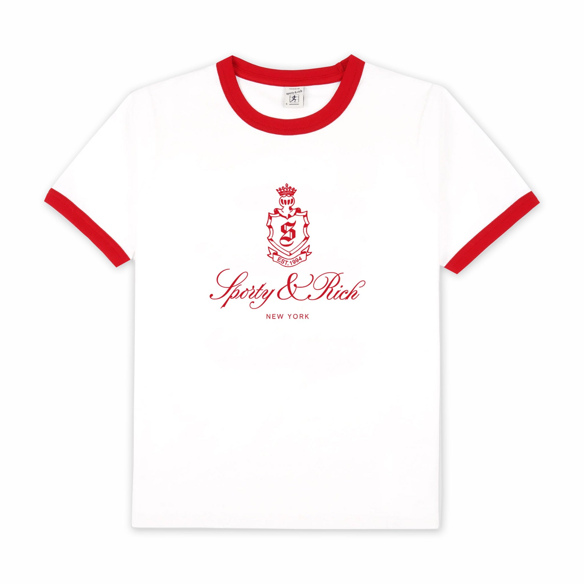 Sporty &amp; Rich Women's Vendome Ringer Tee (White/Fire Red) - August Shop