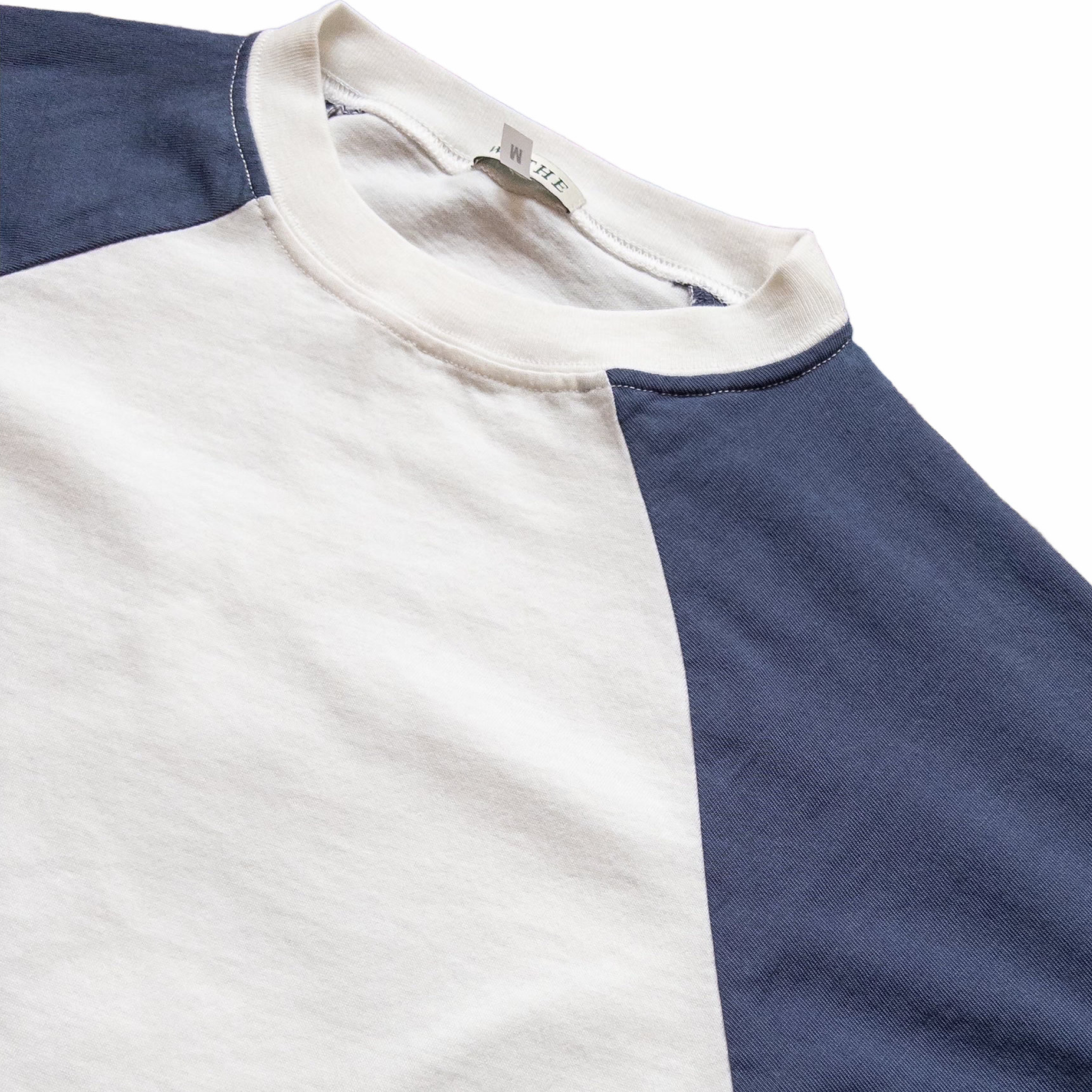 Wythe Longsleeve Raglan T-Shirt (White/Faded Navy) - August Shop