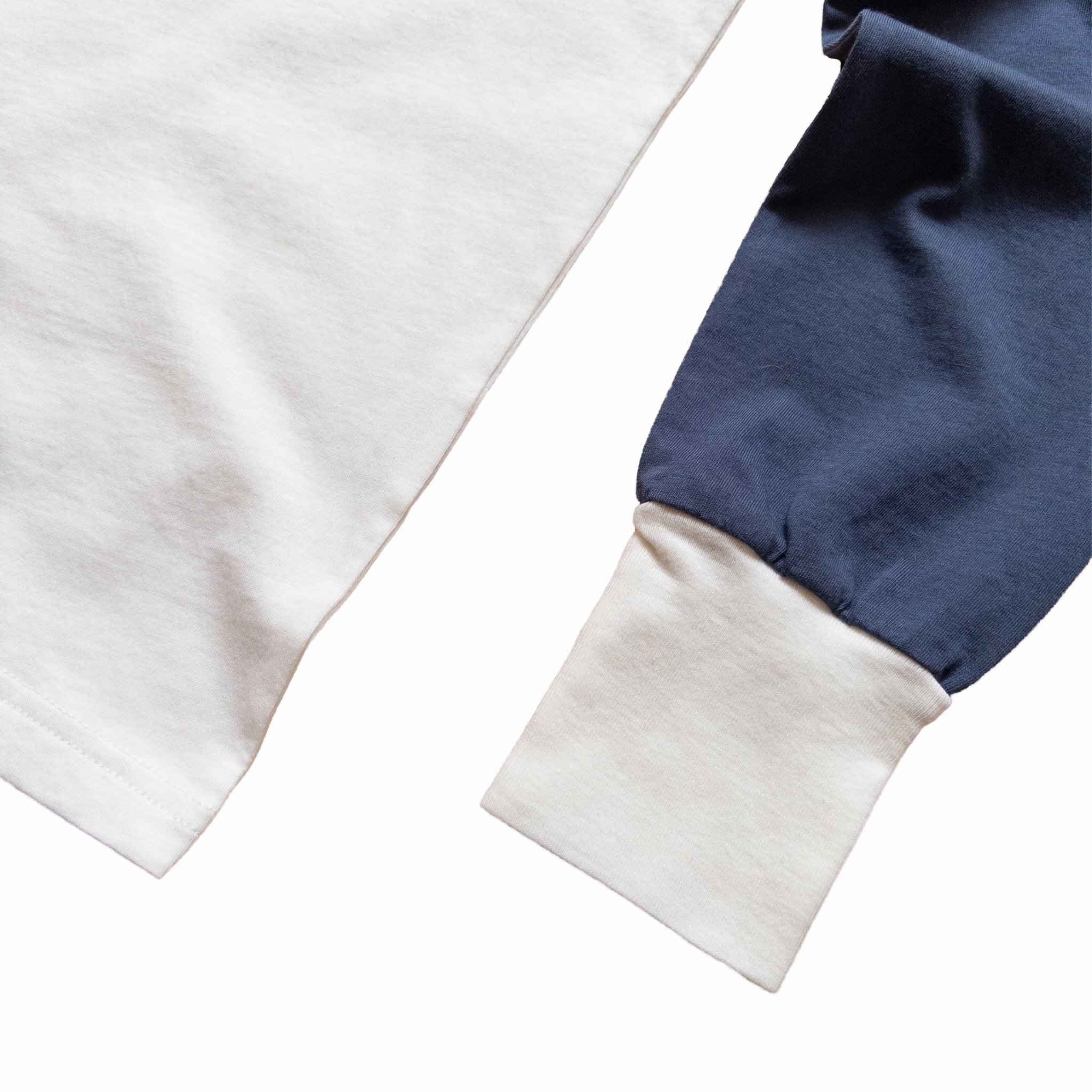 Wythe Longsleeve Raglan T-Shirt (White/Faded Navy) - August Shop