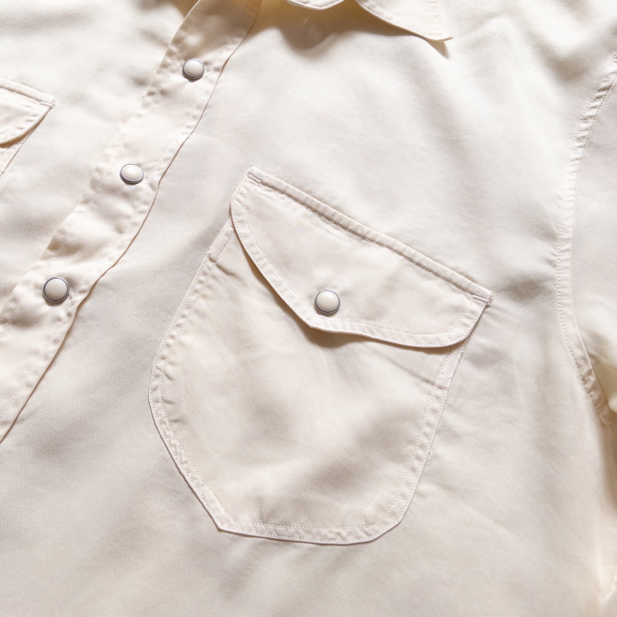 Wythe Tencel Gabardine Pearlsnap Shirt (Buttermilk) - August Shop