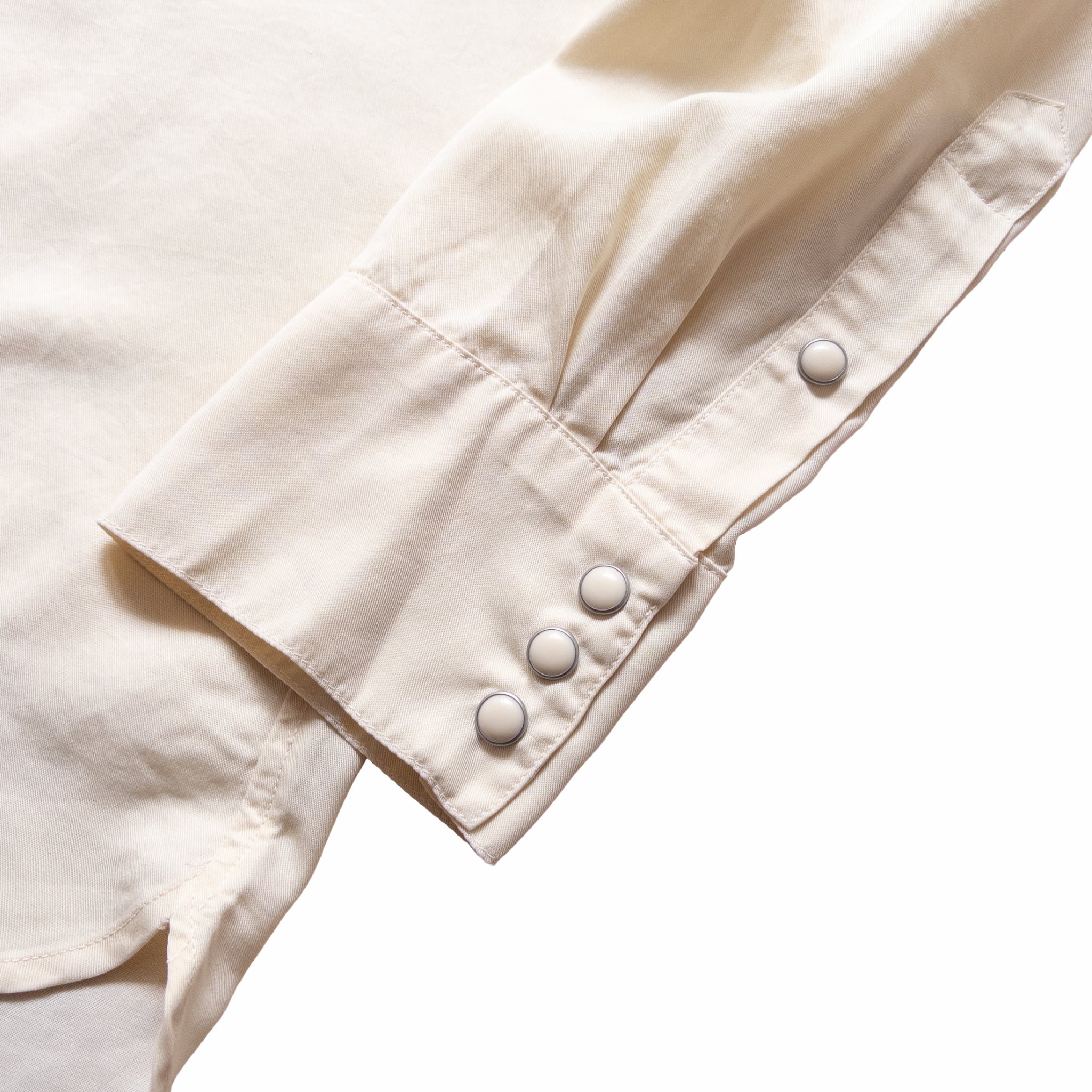 Wythe Tencel Gabardine Pearlsnap Shirt (Buttermilk) - August Shop