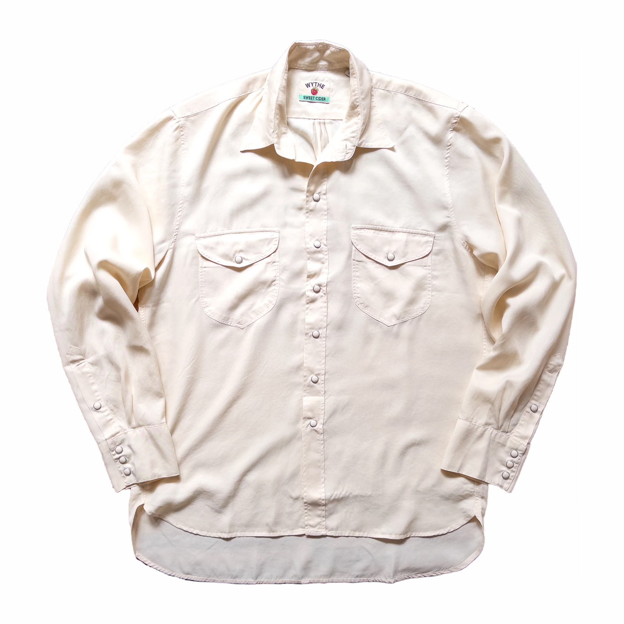 Wythe Tencel Gabardine Pearlsnap Shirt (Buttermilk) - August Shop