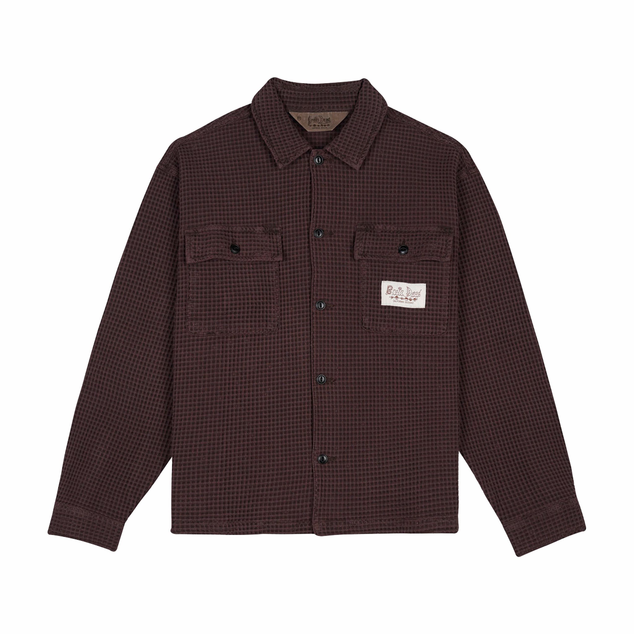 Brain Dead Waffle Button Front Shirt (Chocolate) - August Shop