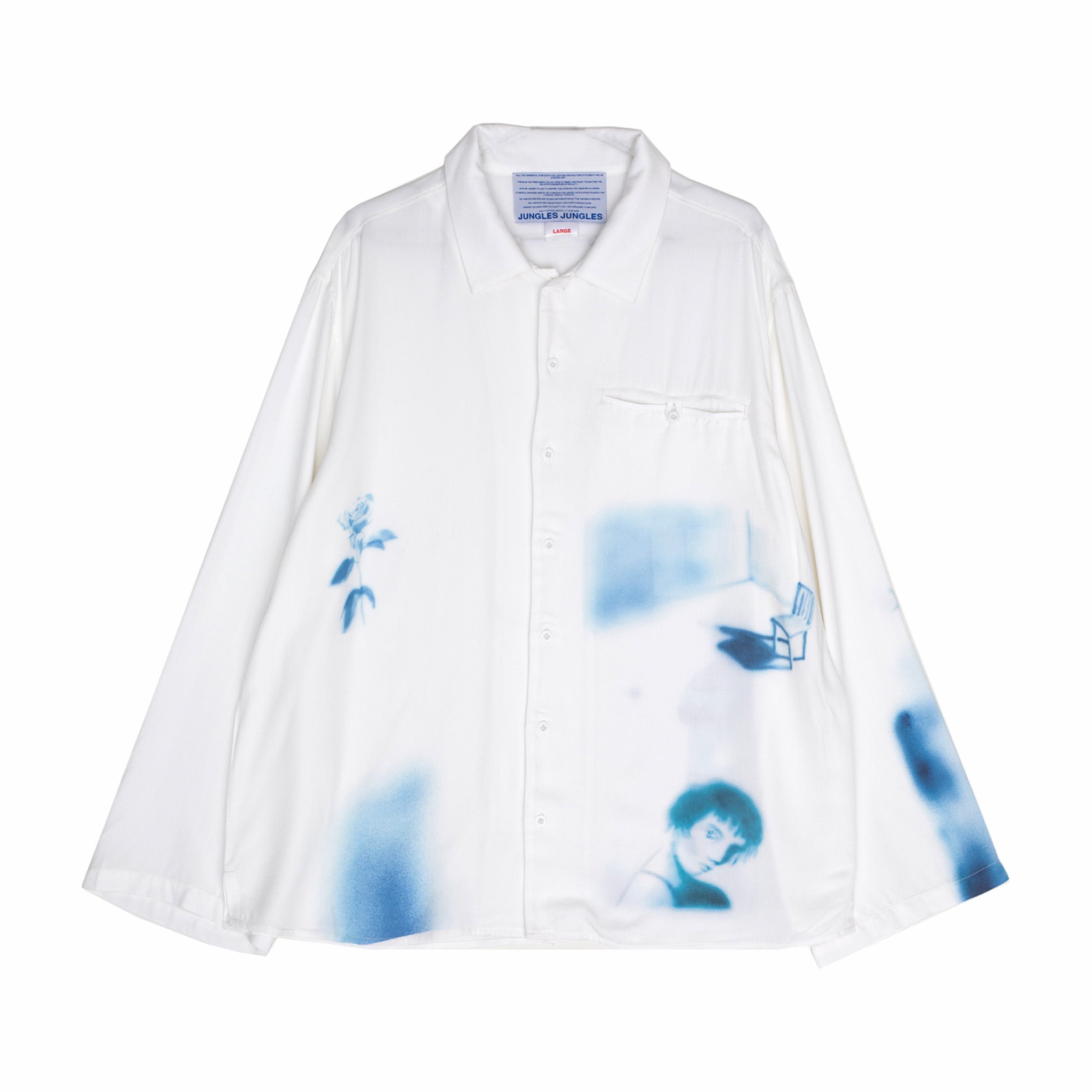 Jungles Waiting Around Long Sleeve Button Up Shirt (White) - August Shop
