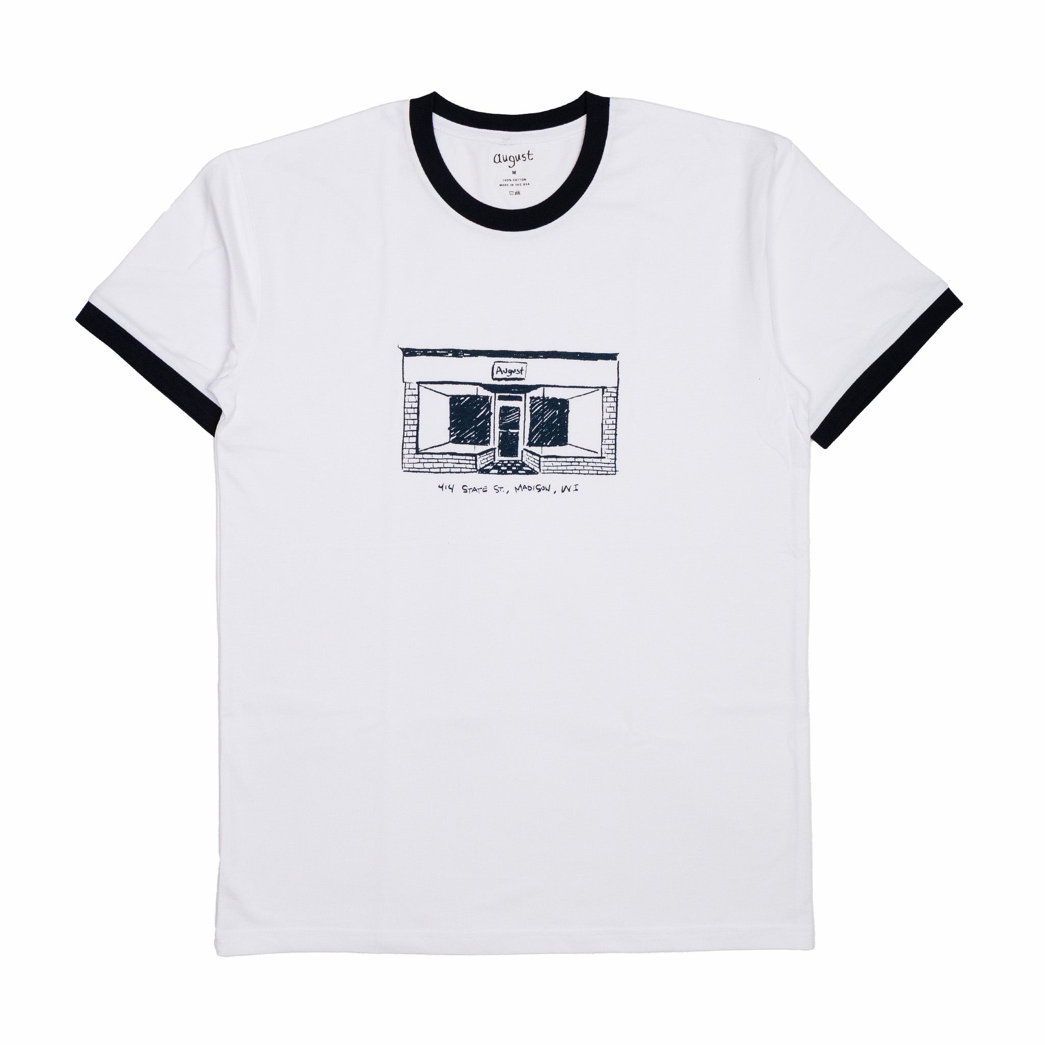 August "Father &amp; Son" Shop Ringer T-Shirt (White/Navy) - August Shop