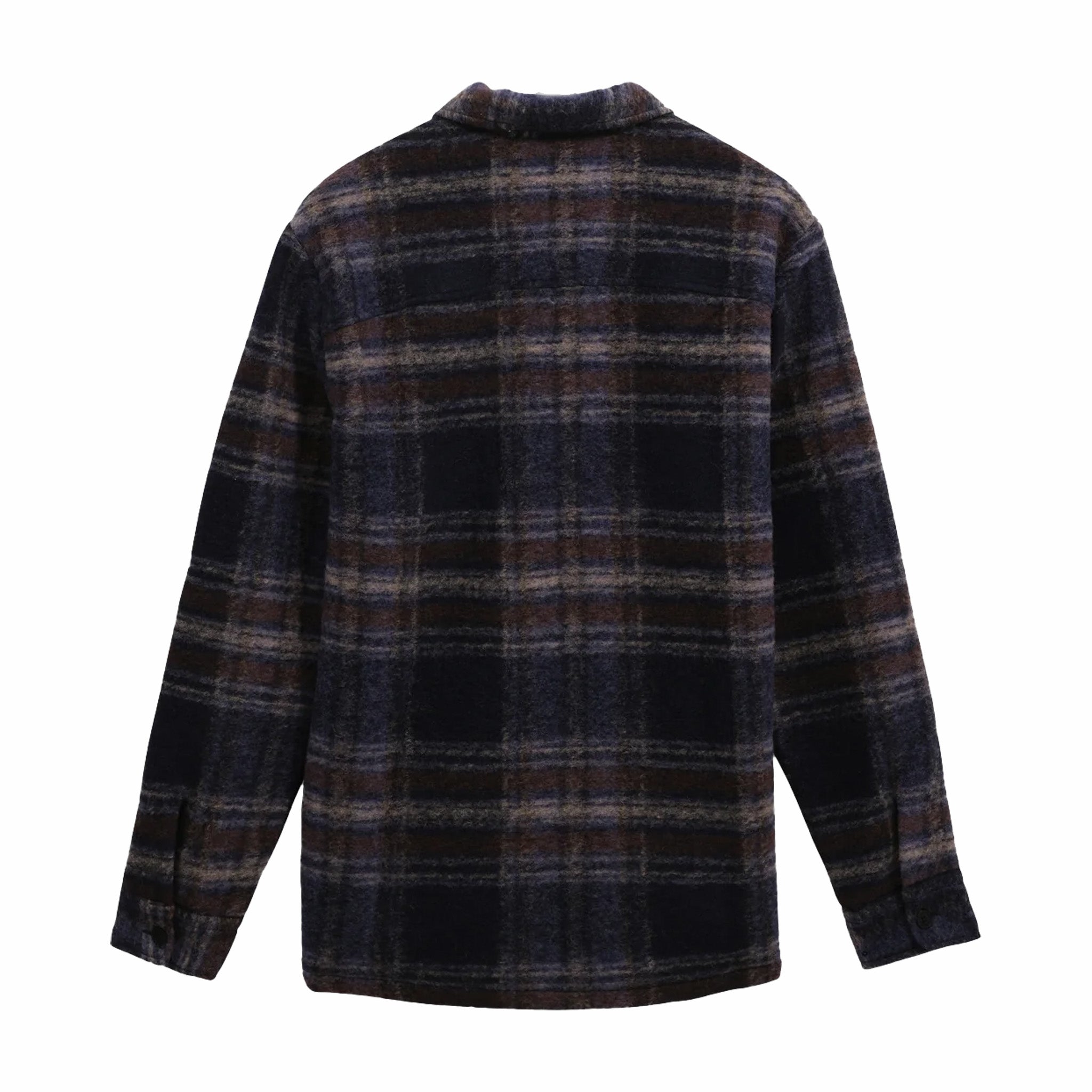 Wax London Whiting Overshirt - Wool Blend Check (Navy) - August Shop