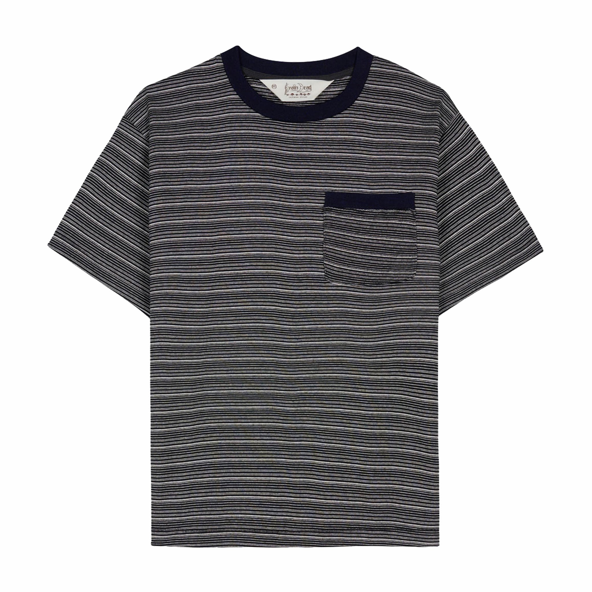 Brain Dead Zig Zag Stripe Short Sleeve Mockneck T-Shirt (Black) - August Shop