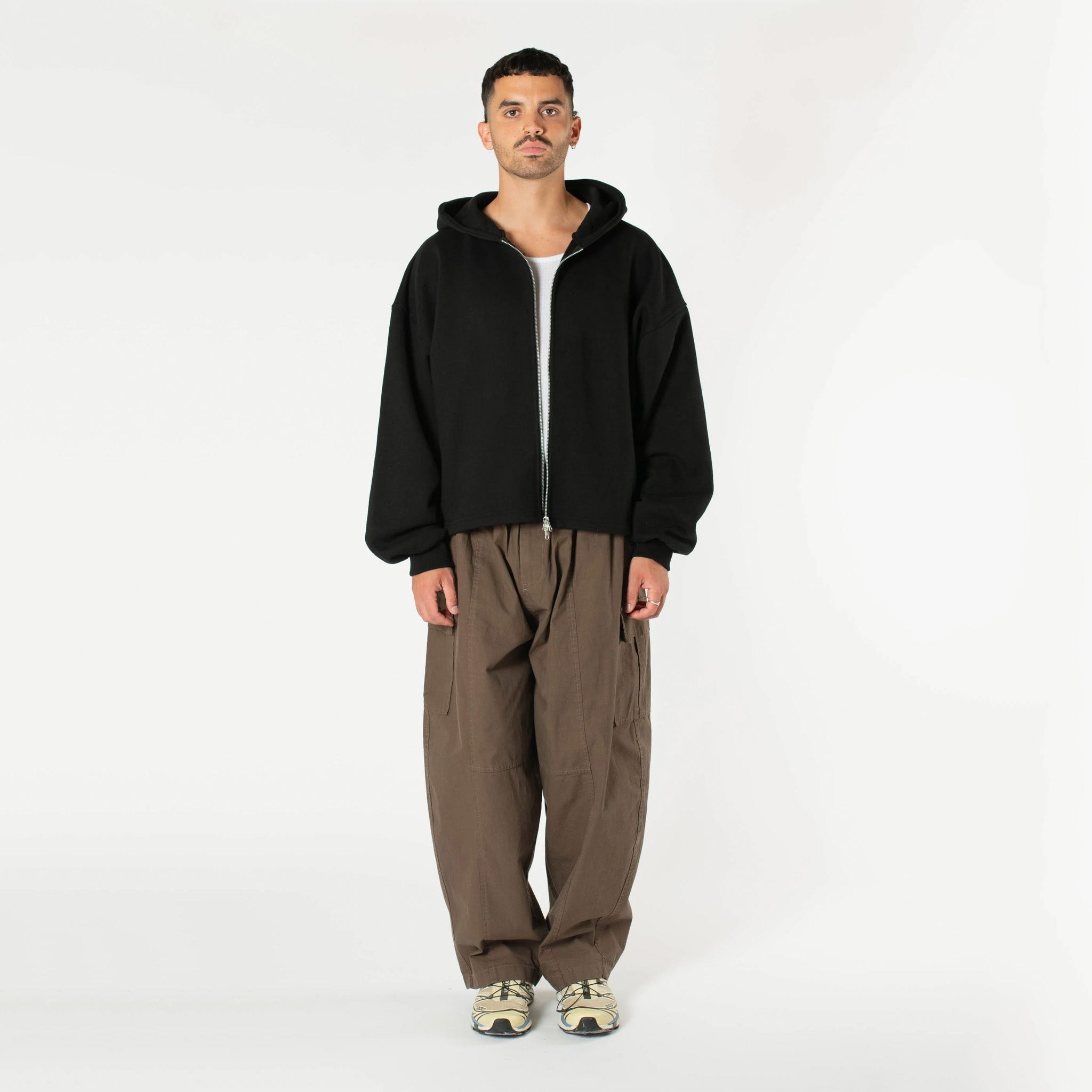 Estudio Niksen Boxy Zip-up Hoodie (Black) - August Shop